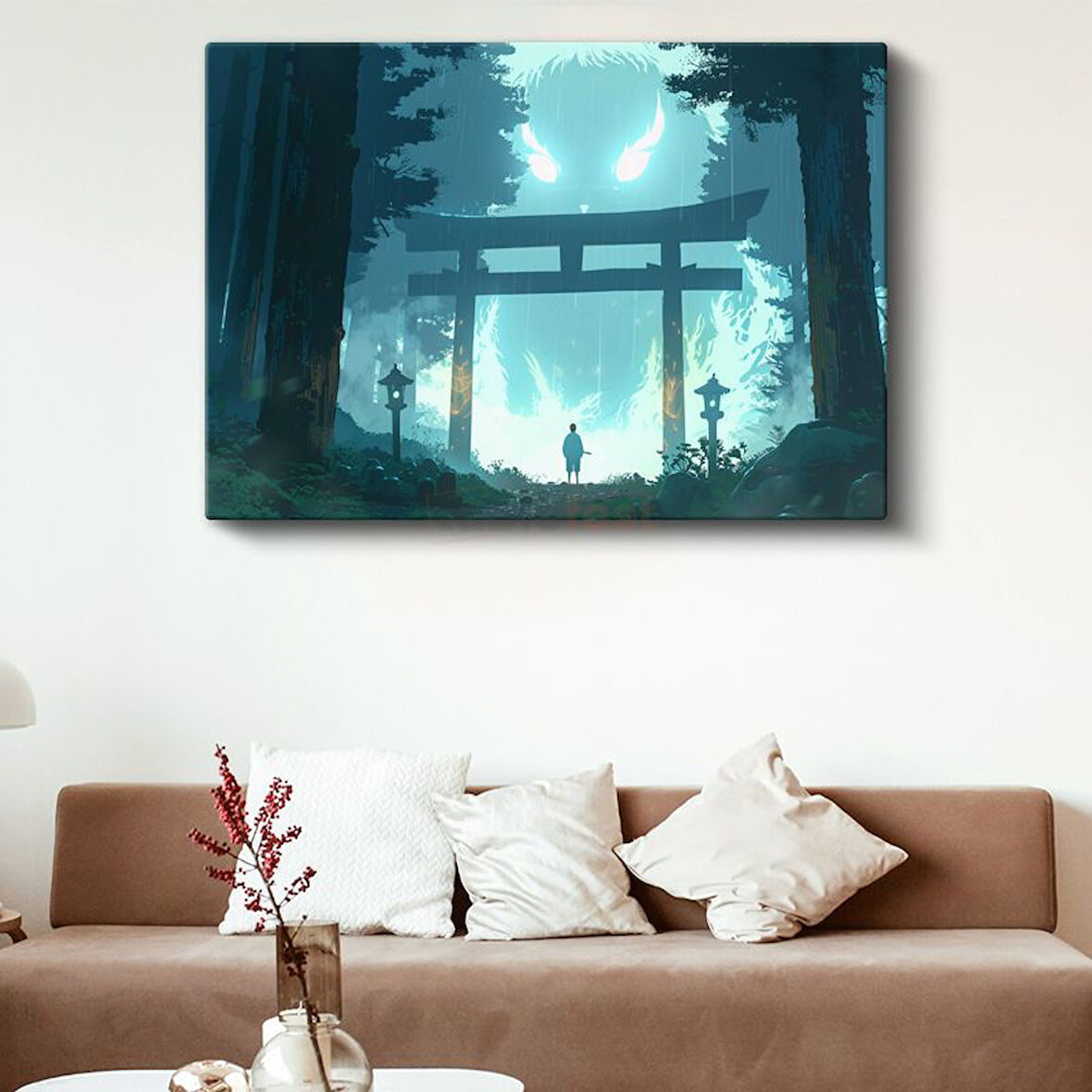 Orman Ruhu - Mavi Torii Anime Kanvas Tablo