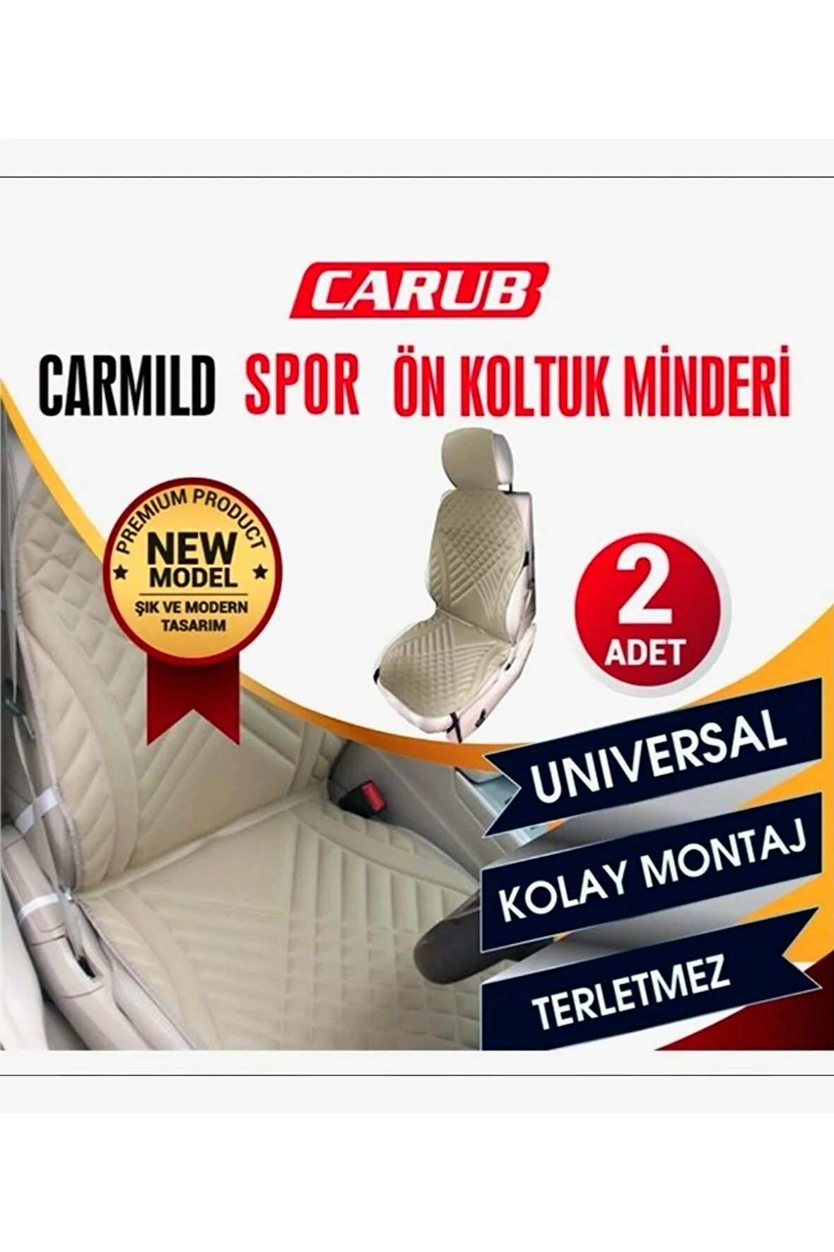 CARUB Carmild Spor Ön Koltuk Minderi 2li Set Bej Renk