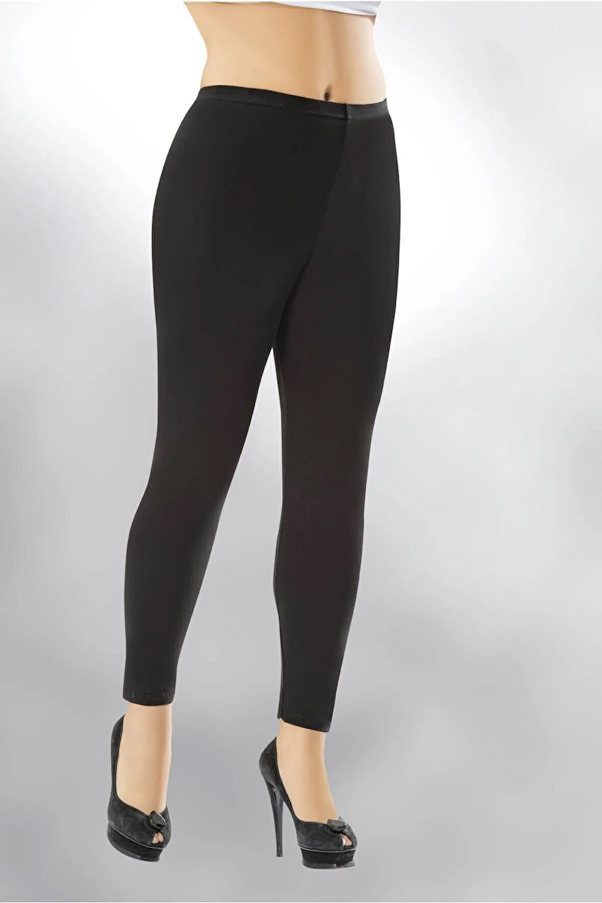 Kadın Battal Düz Uzun Kadın Yüksek Bel Penye Tayt Pantolon