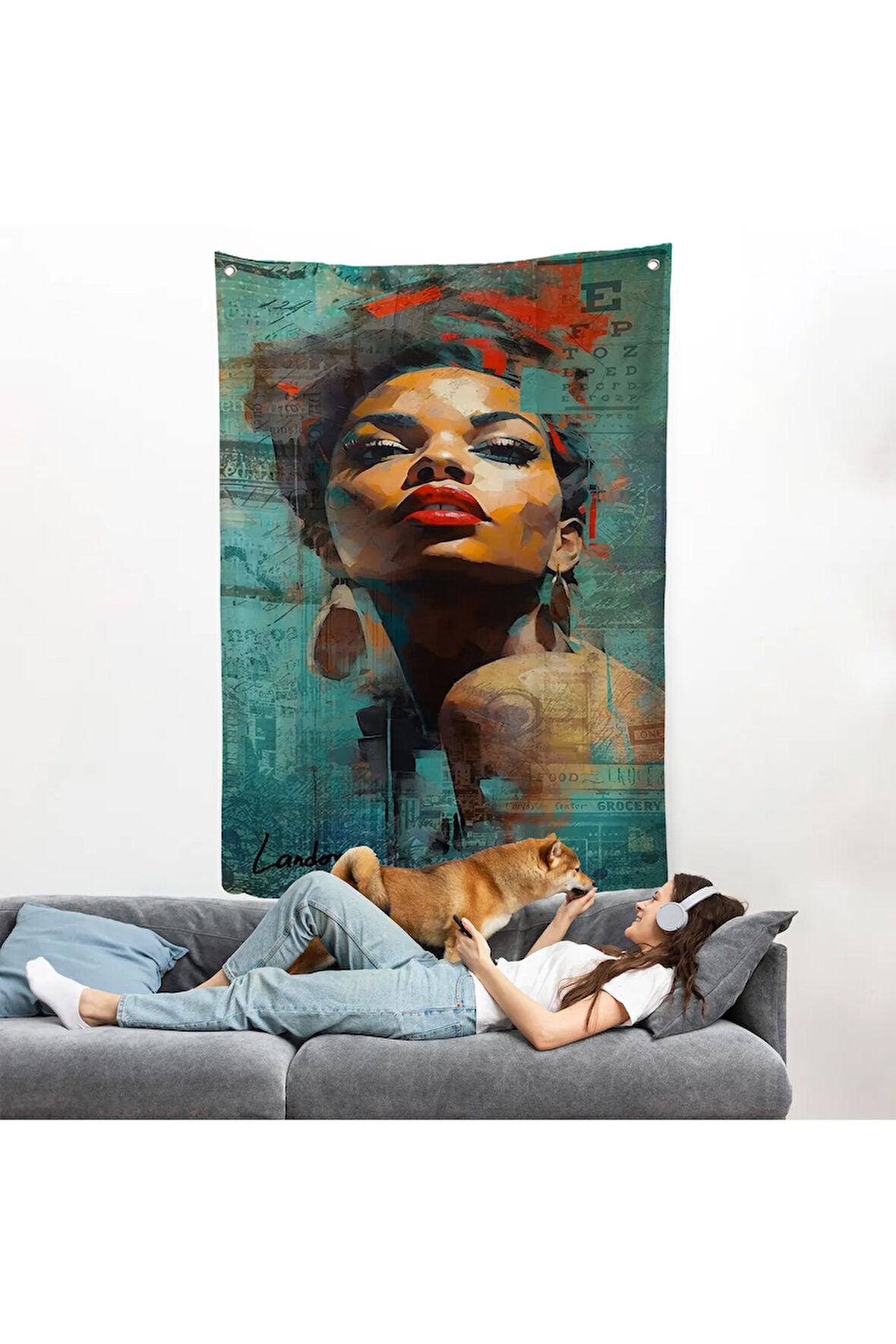 Afrikalı Güzel Kadın Duvar Örtüsü-7889