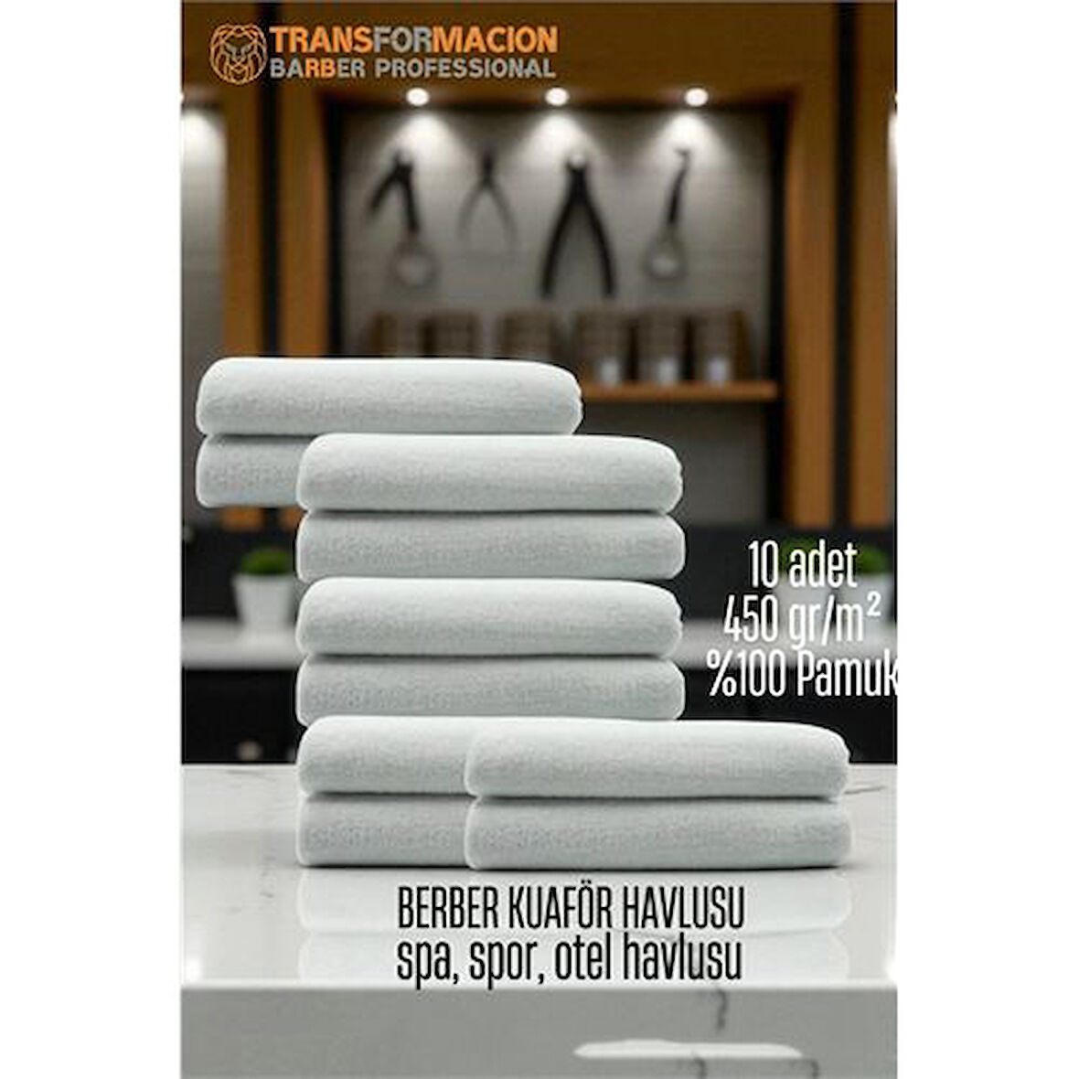 Zhltools Kuaför Berber Havlusu 10 ADET Pamuk Berber Havlusu 50x90 Beyaz