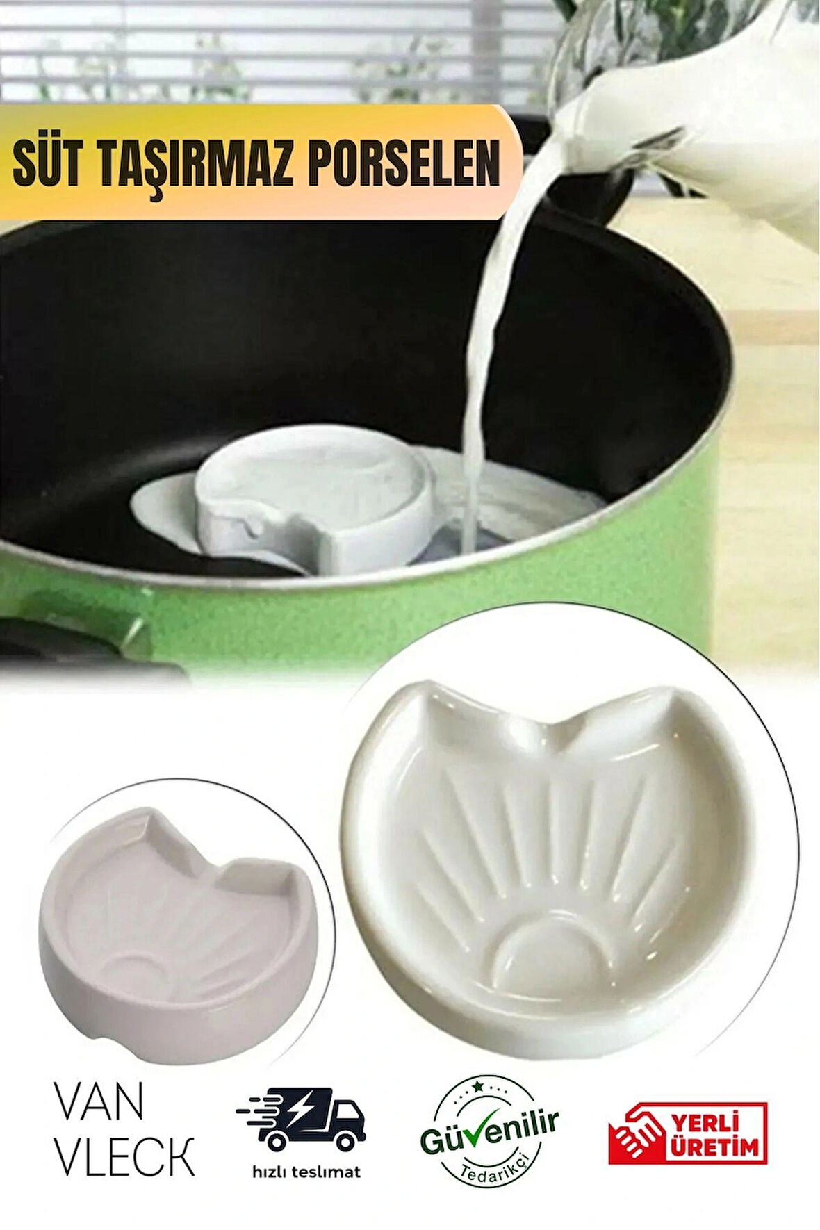 Porselen Süt Taşı – Süt Taşırmaz Milk Saver, Taşma Önleyici Kaynarken Uyarı Veren Mutfak Aparatı