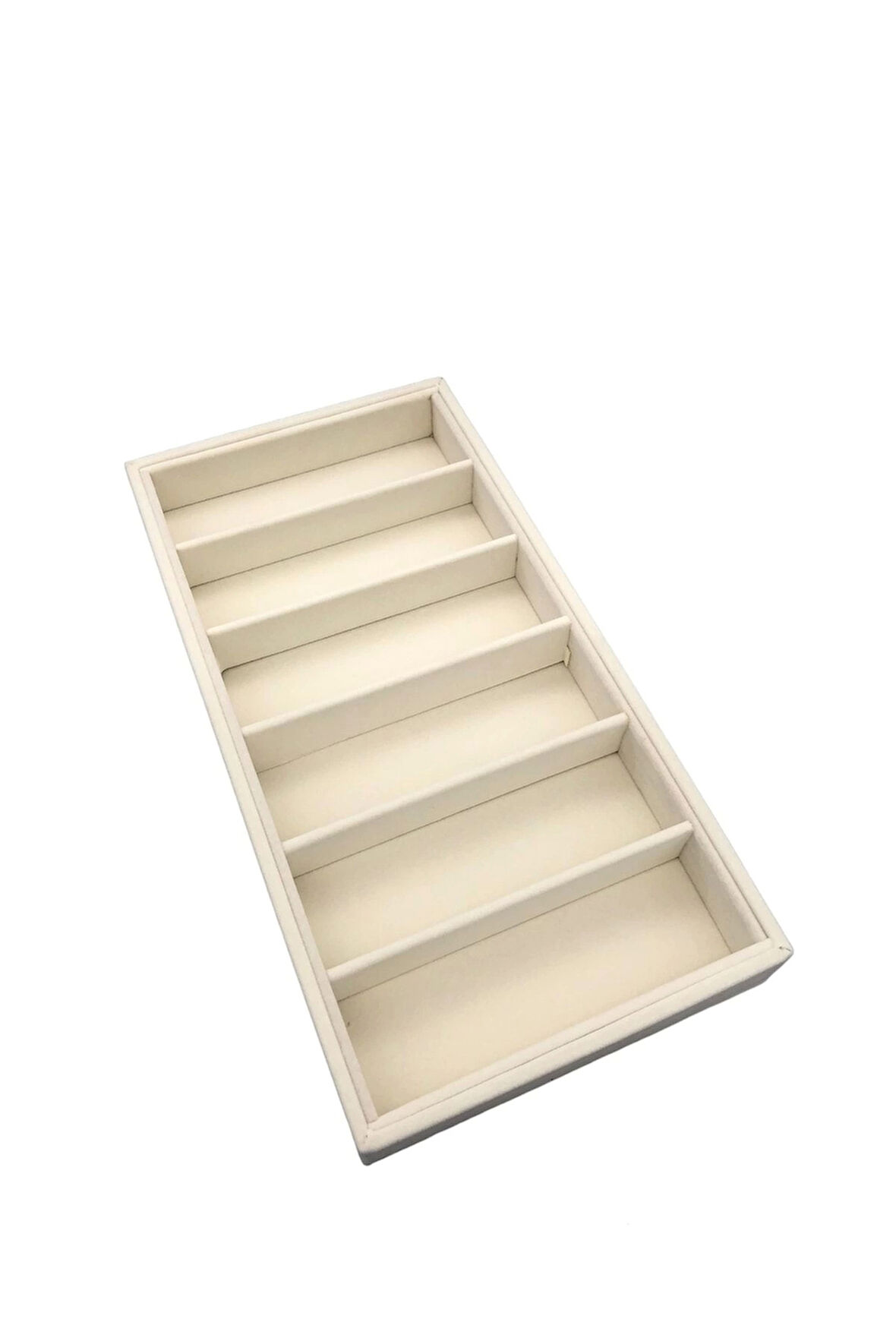 Yerli Üretim Lefkoşe Model Süet Kumaş Krem Renk 38/19 Cm 6 Bölmeli Gözlük Standı