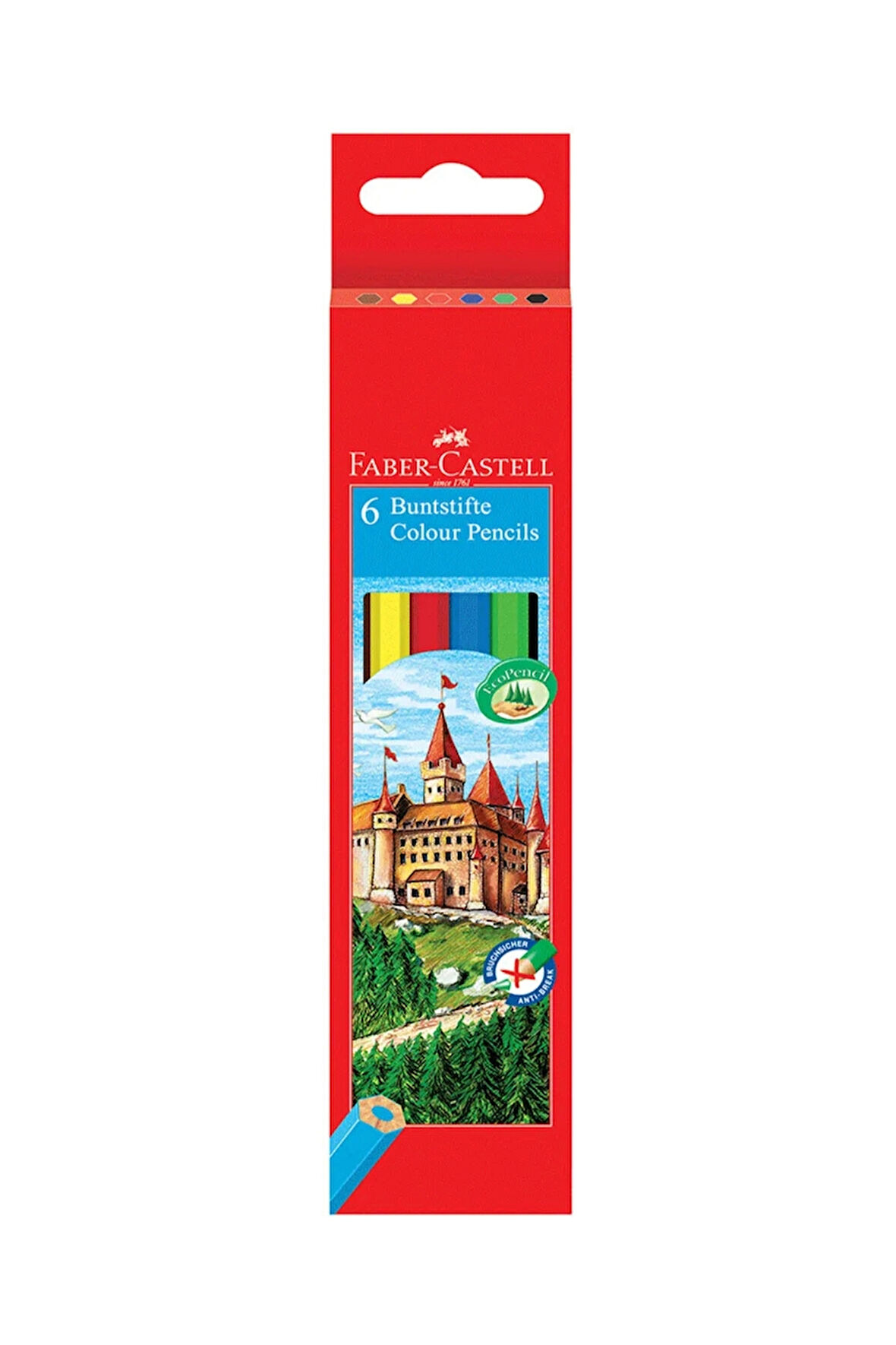 6 Renkli Kalem Seti,Altıgen Gövdeli, Karton Kutulu