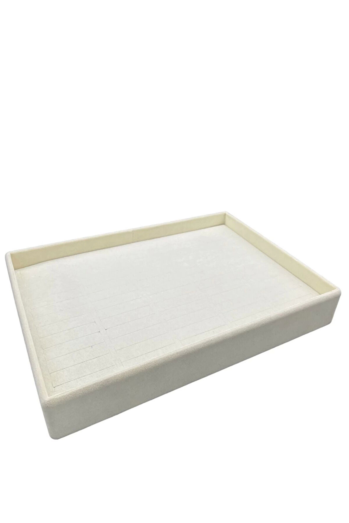Yerli Üretim Süet Kumaş Krem Renk 34/24 Cm Batırmalı Çekmeçe Içi Bileklik Kelepçe Tablası
