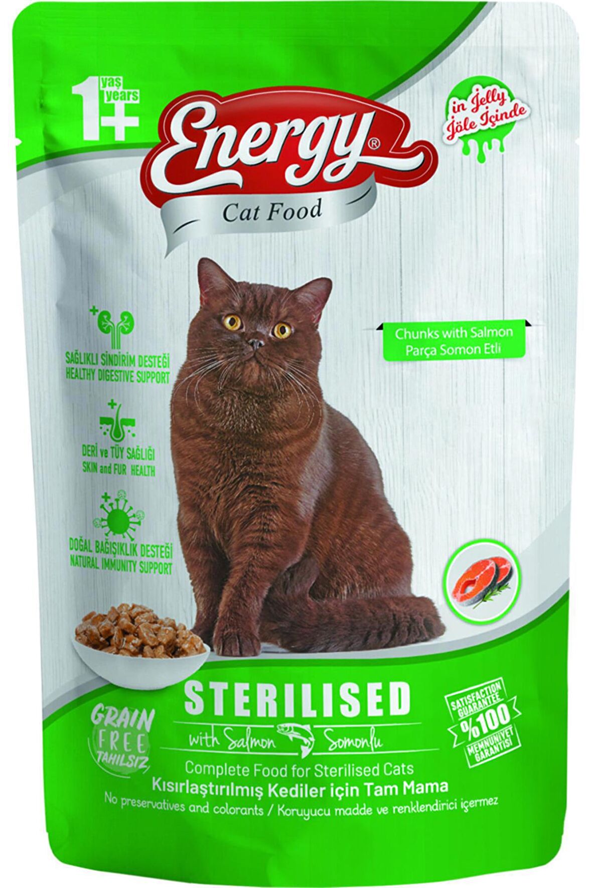 Energy Somonlu Steril Yaş Kedi Maması 85 Gr X 24 Adet