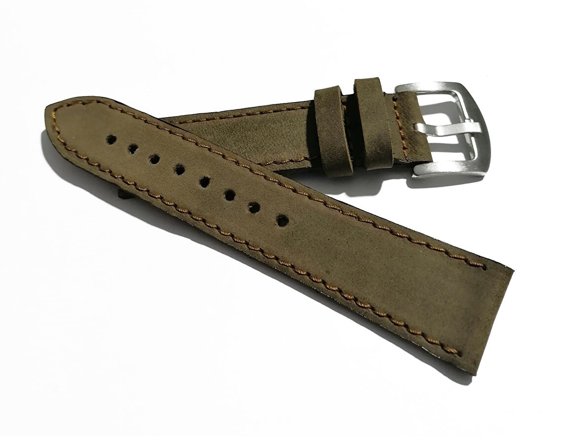 Fado&  Fosil  Uyumlu  Greyzı Deri   Saat Kordonu   24 mm   (277)