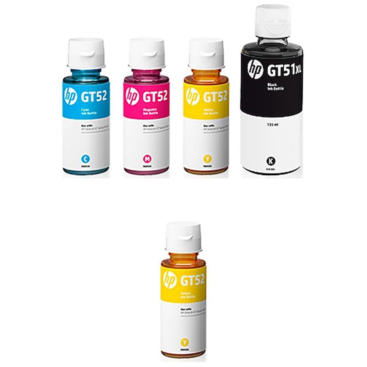Hp GT51XL Orjinal Mürekkep Kartuş Takımı +1 Sarı Hediyeli X3B09a