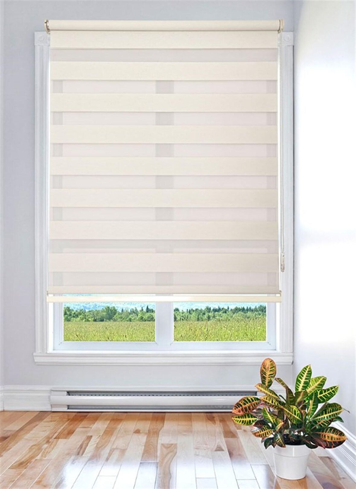 Zebra Stor Perde Krem Etek Dilimli Z-STB400V12