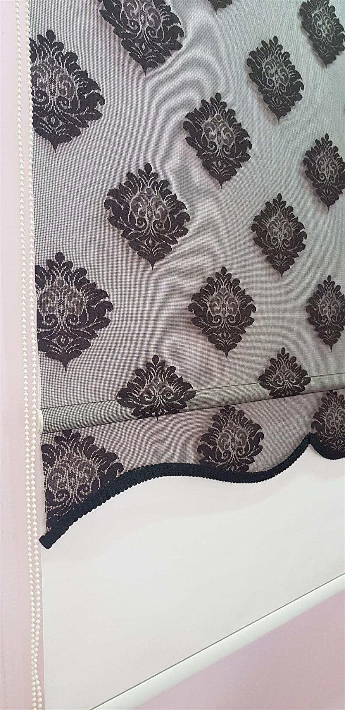 Çift Mekanizmalı Siyah Tül Perde ve Ekru Stor Perde STB45239-V107