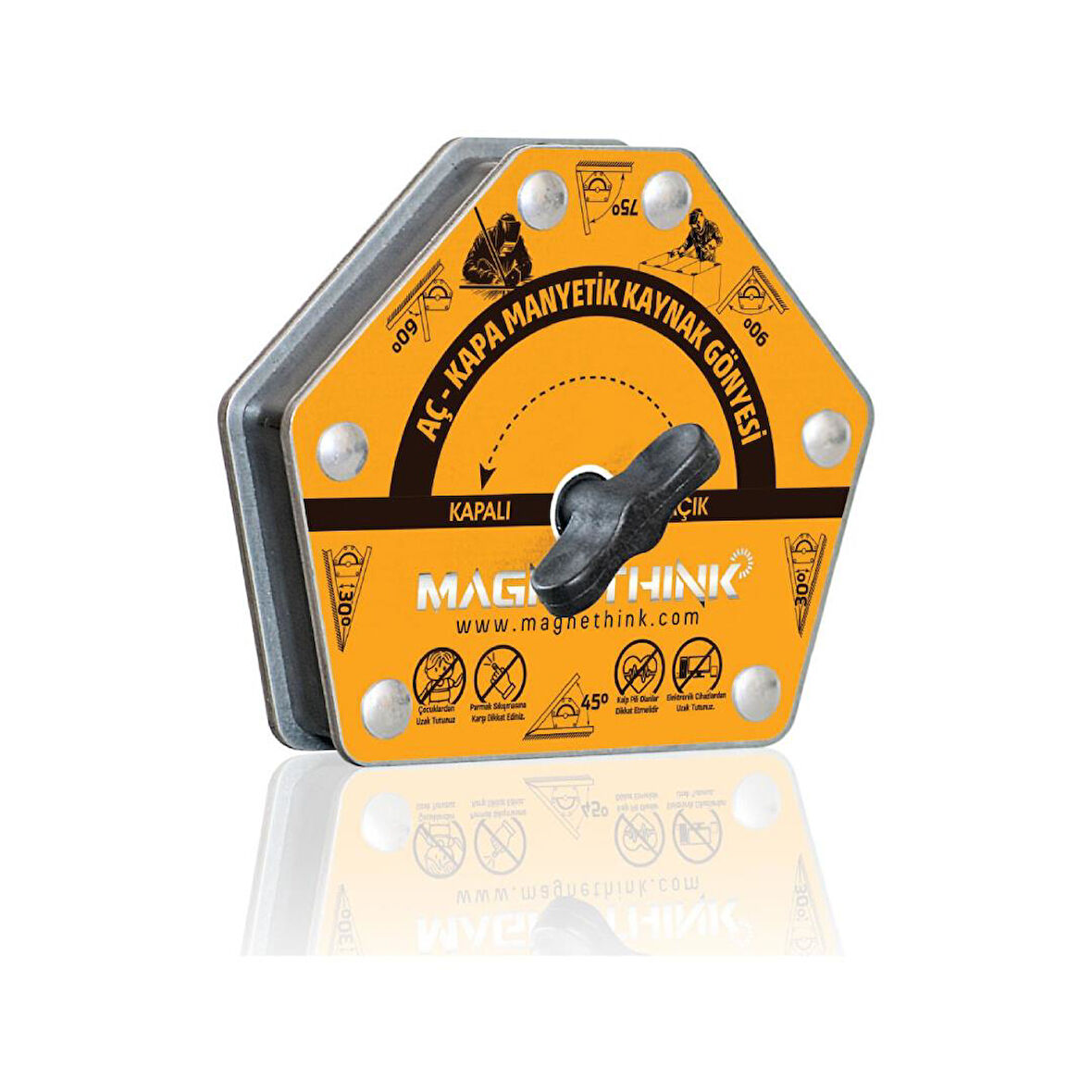 Magnethink Aç Kapa Çok Açılı Manyetik Kaynak Gönyesi - Turuncu