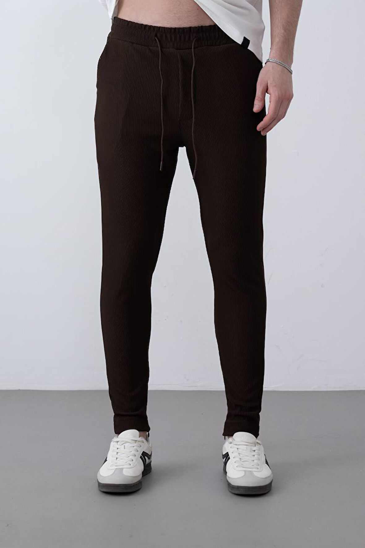 Erkek Fermuar Paça Detaylı Fitilli Jogger