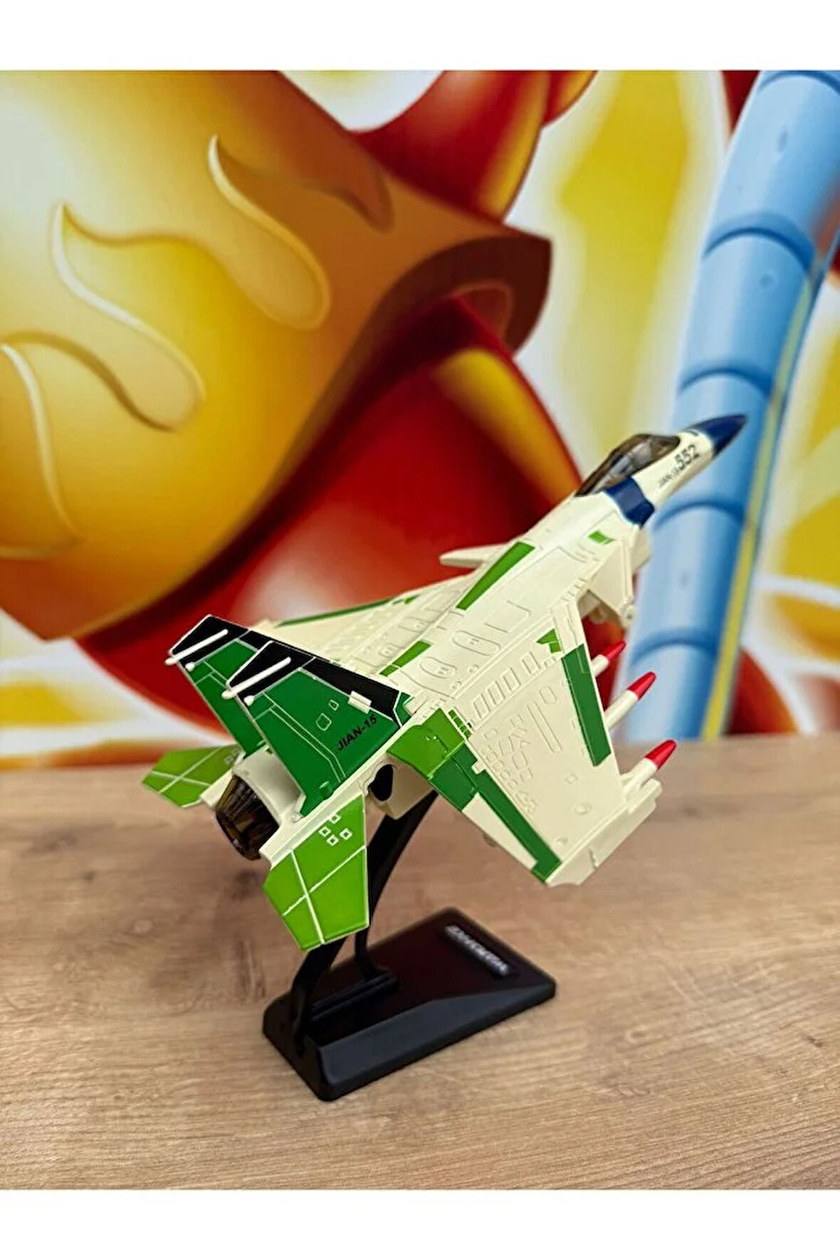 F16 Uçak Çekbırak Sesli Işıklı Jarjlı F16 Uçak Dumanlı (Buhar Atar) Standlı METAL F16 Savaş Uçağı