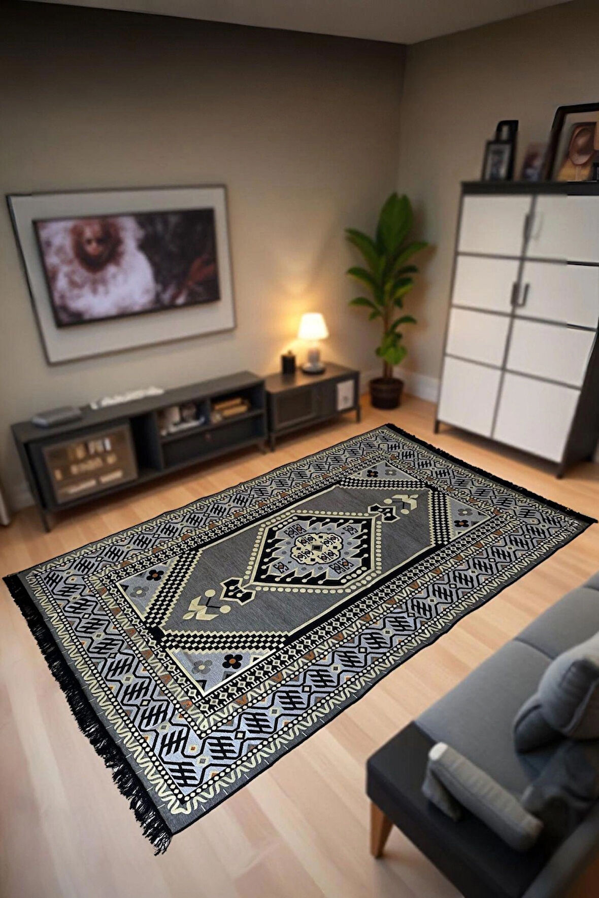 Şark Köşesi Kilim Halı Balkon ve Salon İçin Dekoratif Yıkanabilir Oturma Oda Halısı