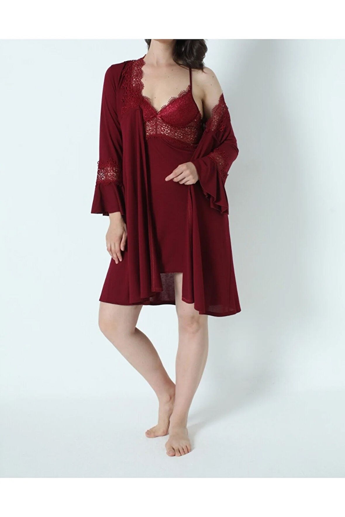 Kadın Ev Giyim 6'lı Penye Gecelik & Sabahlık & Pijama Takımı Çeyizlik Set