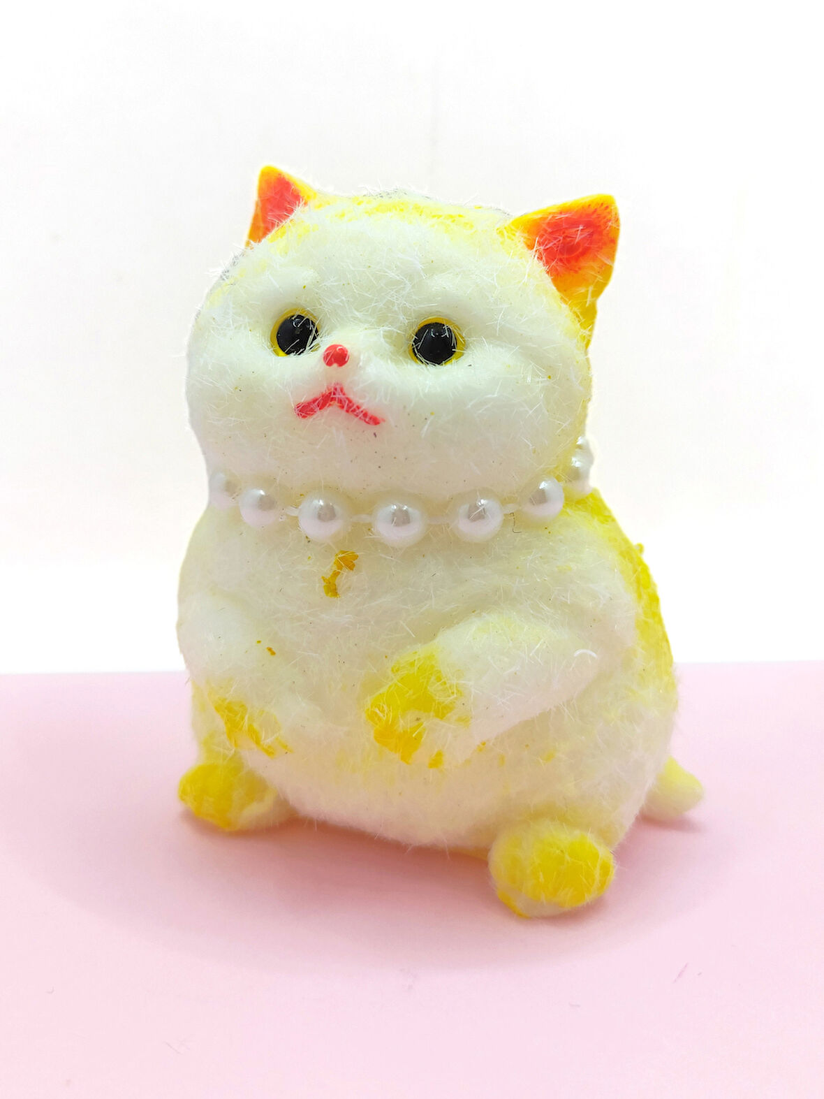 Kedi Süslü Squishy Kedi Taba Sukuşi Tüylü Yumuşacık 8 cm - Sarı
