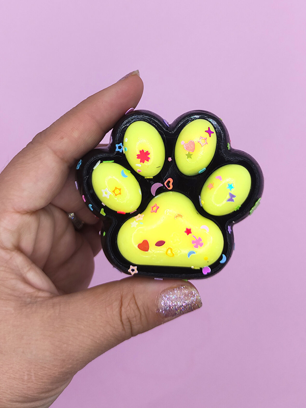 Siyah Pati Taba Squishy Kedi Pati Sıkma 7 cm Pullu Pati Sukuşi - Sarı