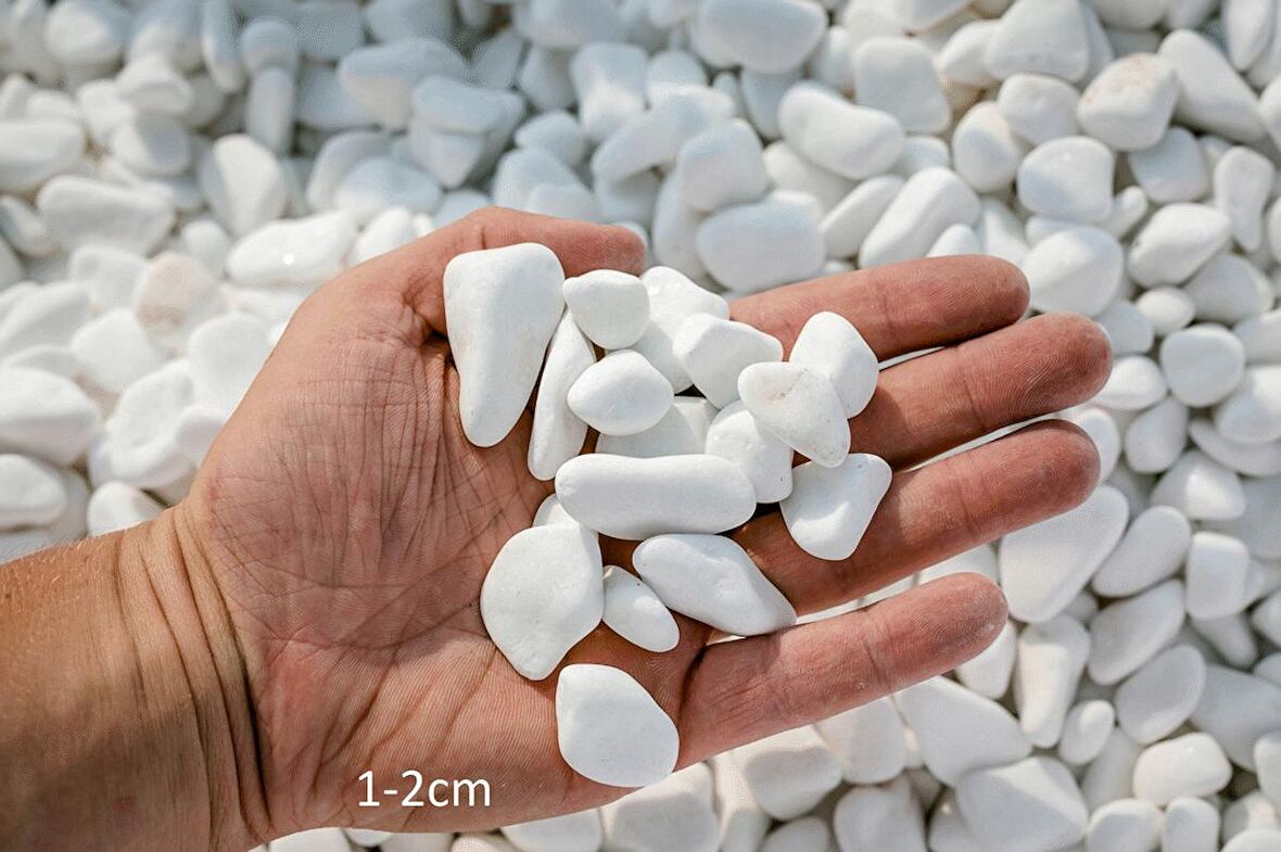 Beyaz Dolomit Taşı 8 Kg 1-2 Cm Dolomit Taş Akvaryum Dekorasyonu Dere Çakılı Mezar Taşı Bahçe Süs Taşı Mezar Süsleme Taşı