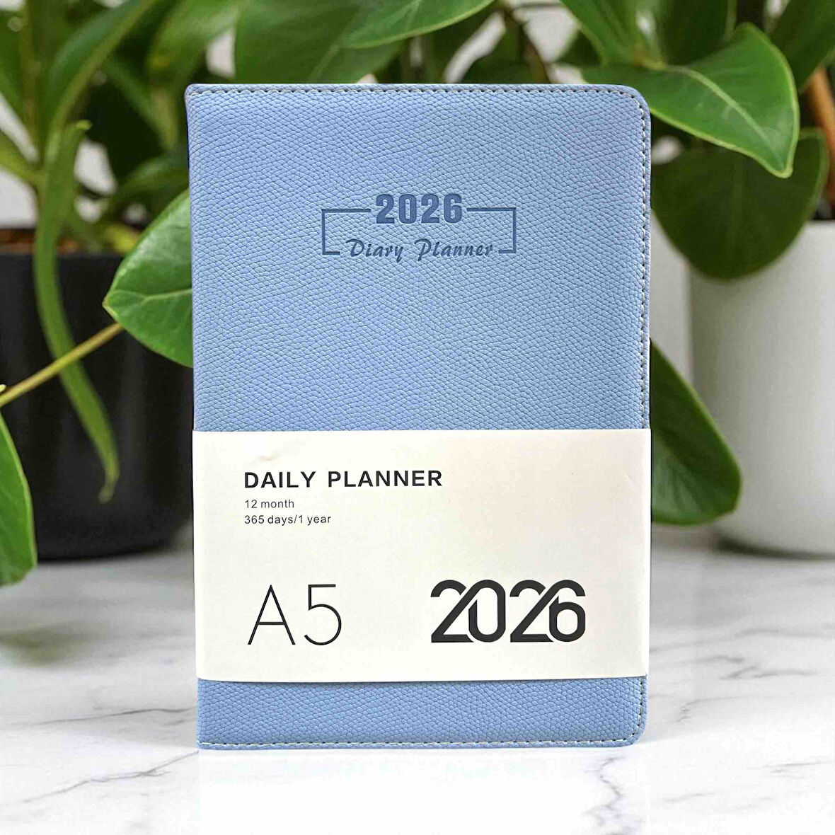 2026 Ajanda Pastel Renkli Dokulu Günlük Ajanda A5 (15x21 cm) - Mavi