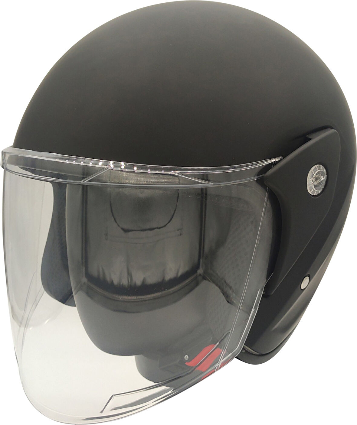 Motosiklet Kaskı Mat Siyah Motor Kask Yarım Açık Geniş Açı Kask Abs Kabuk Malzeme Motorcı Kaskı L-XL