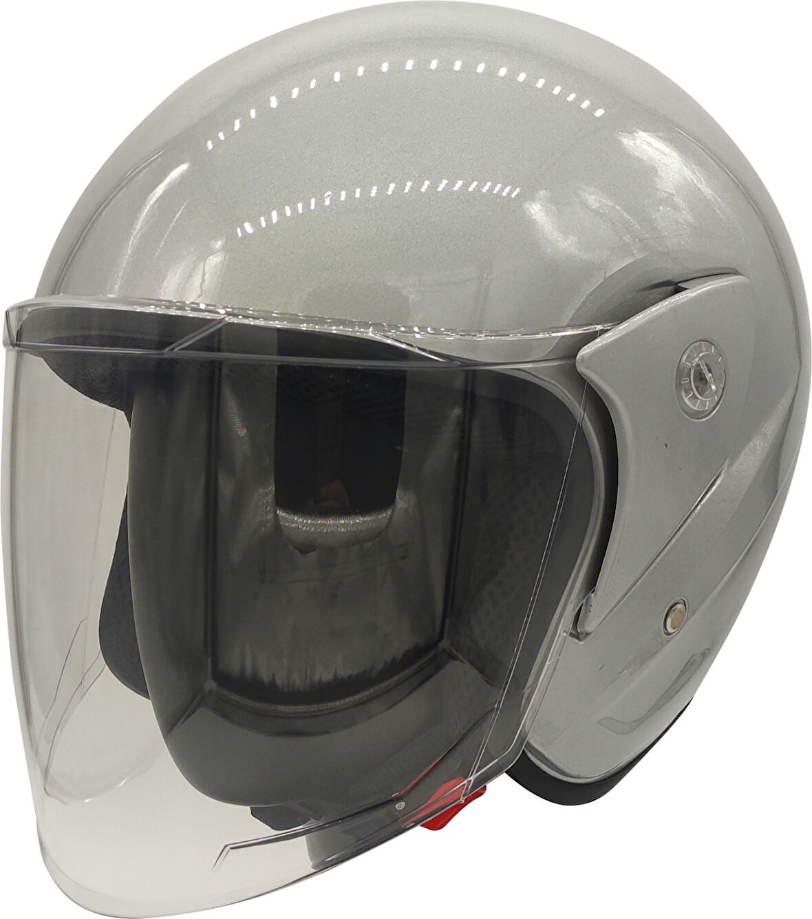 Motosiklet Kaskı Parlak Gri Motor Kask Yarım Açık Kask Geniş Açı Abs Kabuk Malzeme Motor Kask L-XL