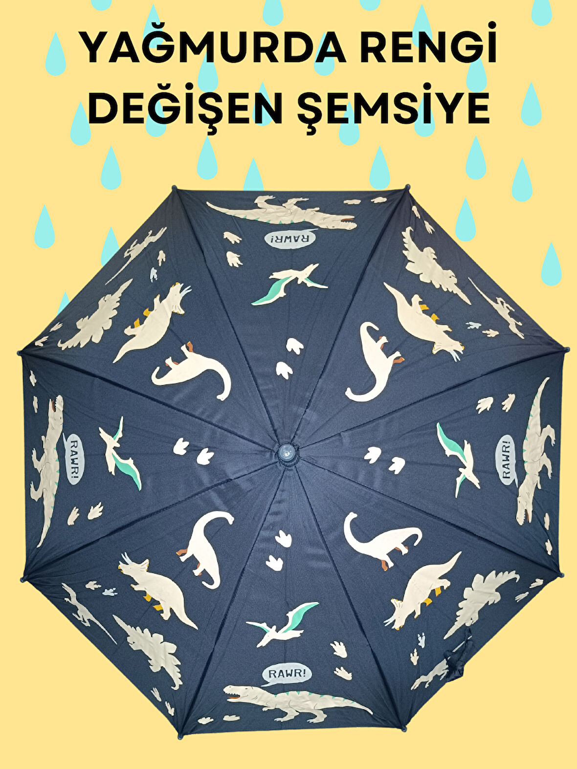Yağmurda Rengi Değişen Lacivert Erkek Çocuk Şemsiye