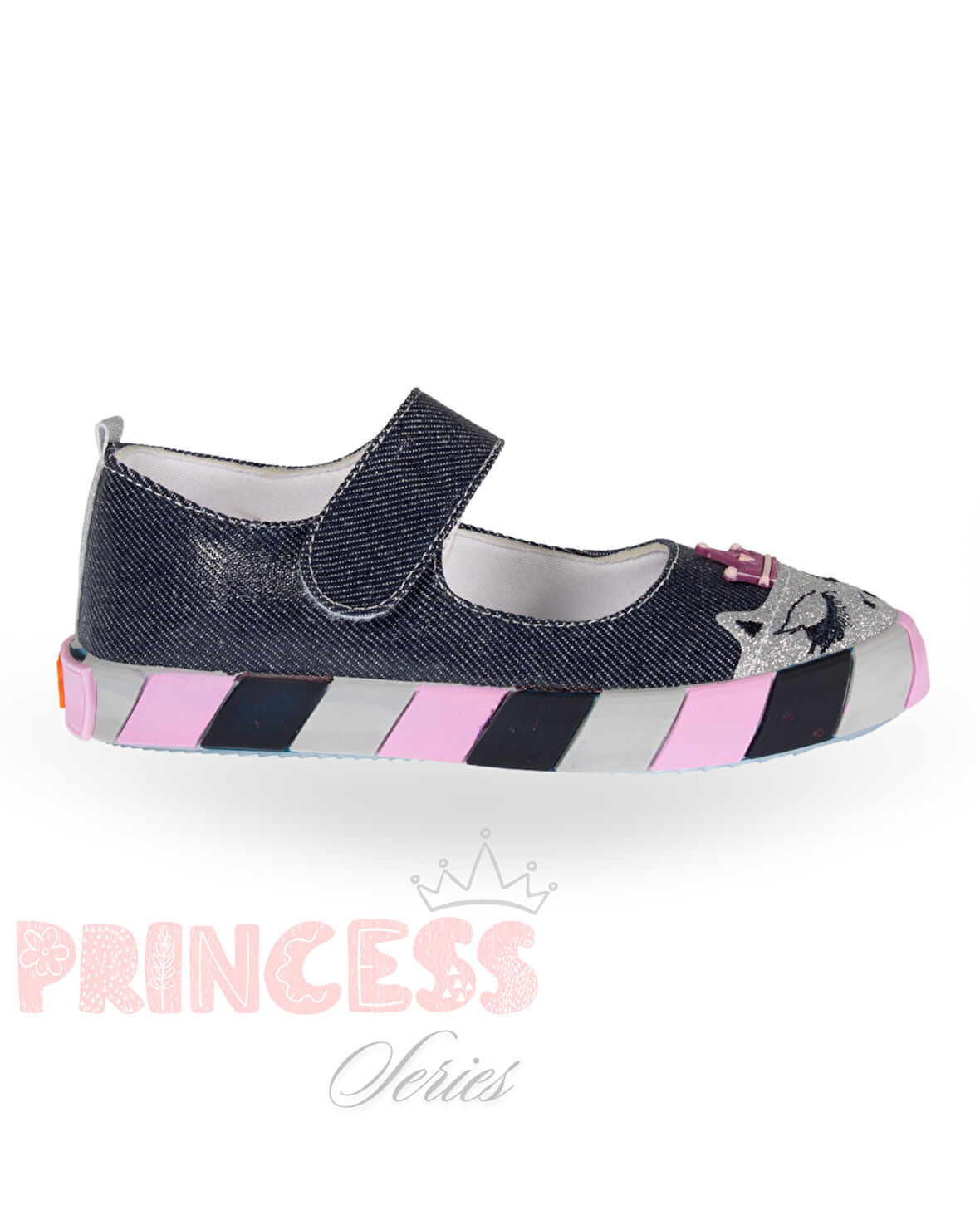 Prenses Parlak Denim Kız Çocuk Babet