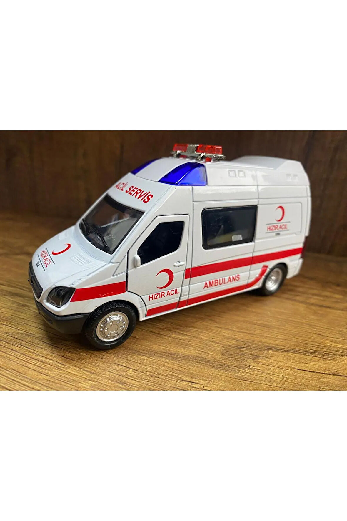 Sesli Işıklı Açılabilir Kapılar Metal Çek Bırak Oyuncak Ambulans Siren Sesli Ambulans Hızır Acil