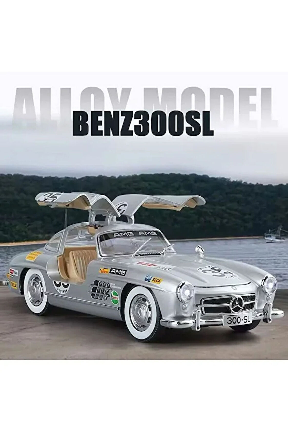 Mercedes-benz 300 Sl Gri 1954 Model Klasik Araba 1/24 Ölçek Mercedes 300SL Gri