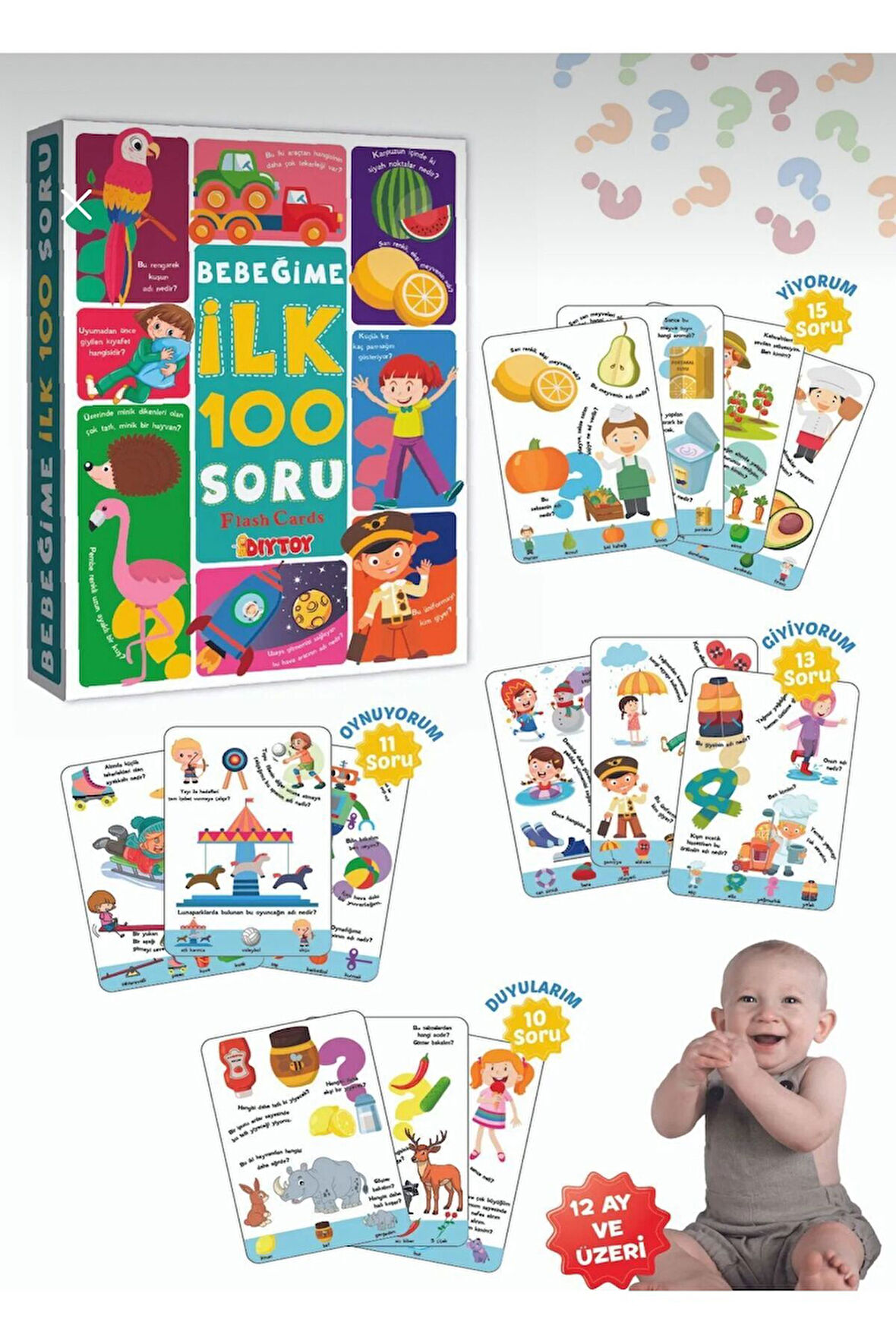 Bebeğime İlk 100 Soru OKUL ÖNCESİ EĞİTİCİ BEBEGİME İLK 100 SORU FLASH KARTLARİ EĞİTİCİ 100 PARÇA
