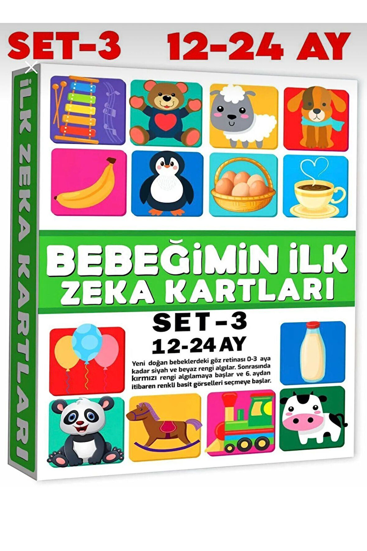Bebeğimin Ilk Zeka Kartları Set-3 / 12-24 Ay Eğitici Kartlar Bebekler İçin Eğitici Oyuncak