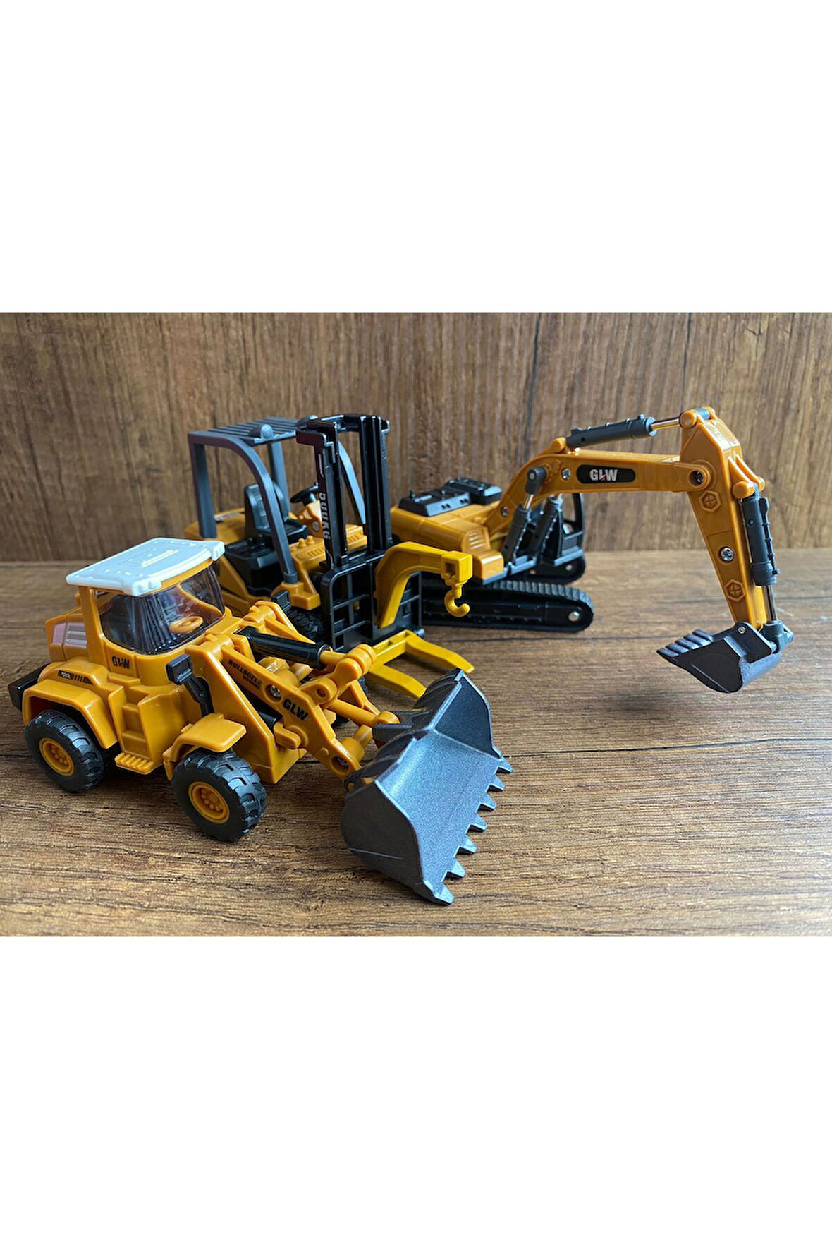 Inşaat Seti Forklift Kepçe Buldozer 3lü Metal Çocuk Mühendisliği Oyuncak METAL İNŞAAT KEPÇE