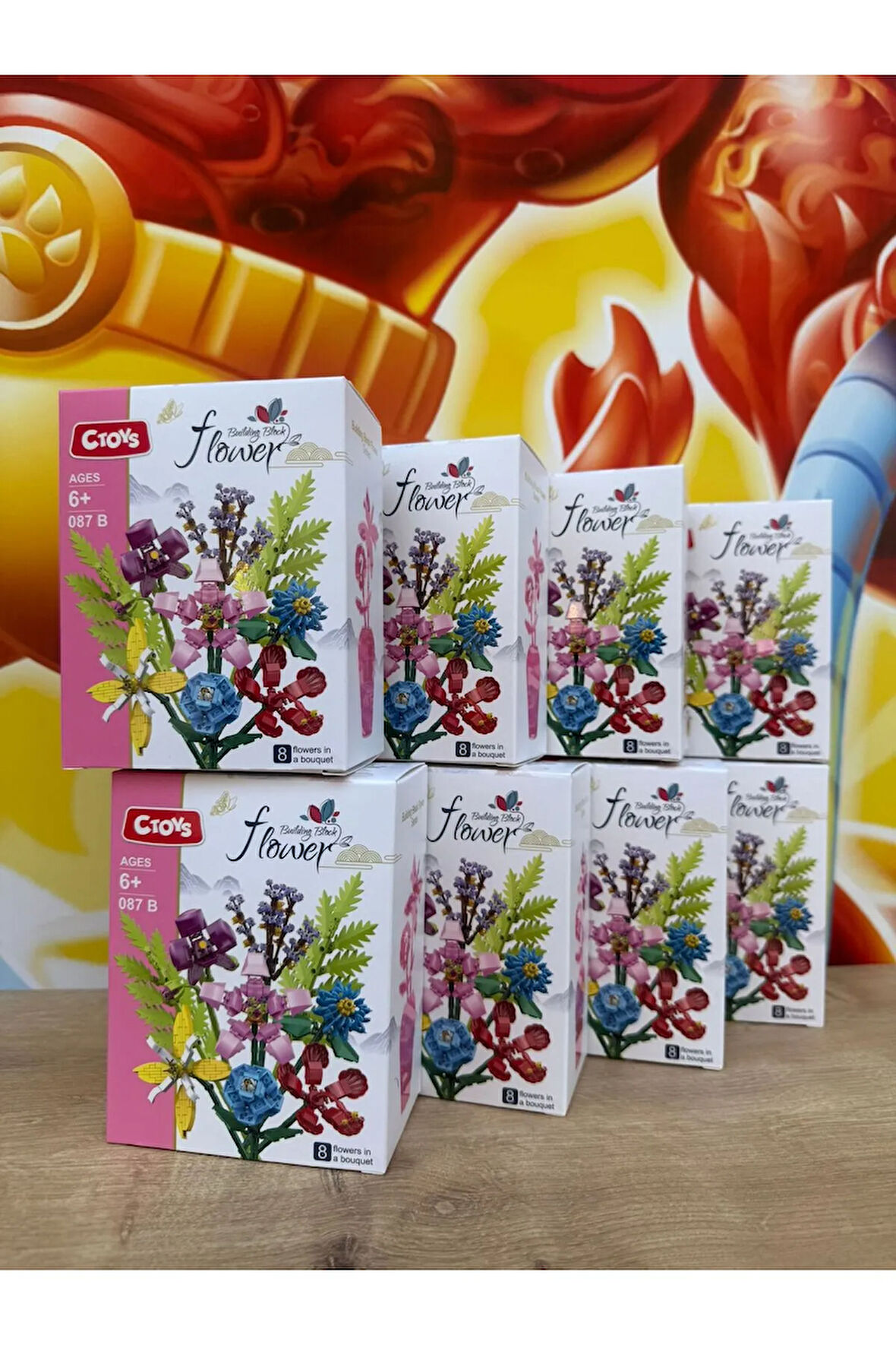 Dekoratif Gül Çiçek Buketi Yapım Seti Legosu Çiçek Lego 500+ Parça 8 KUTU BİRDEN FULL SET