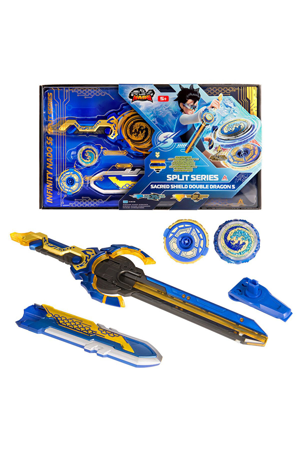 Infinity Nado Split Serisi - Kutsal Kalkan Çift Ejderha Infinity Nado Işıklı Beyblade Kılıç