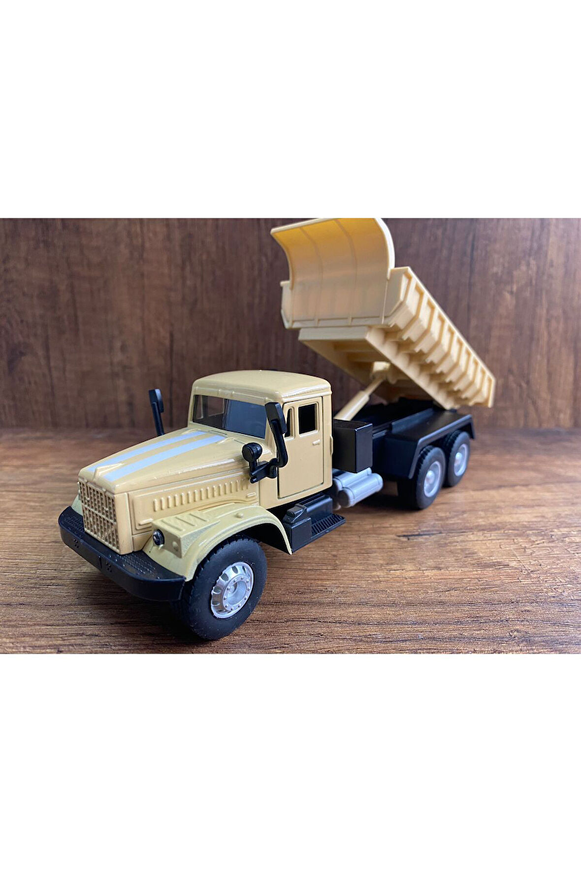 ASKERİ METAL KAMYON OYUNCAK KREM  DAMPERLİ ASKERİ KAMYON ÇEKBIRAK KAPILARI AÇILIR DİECAST KAMYON