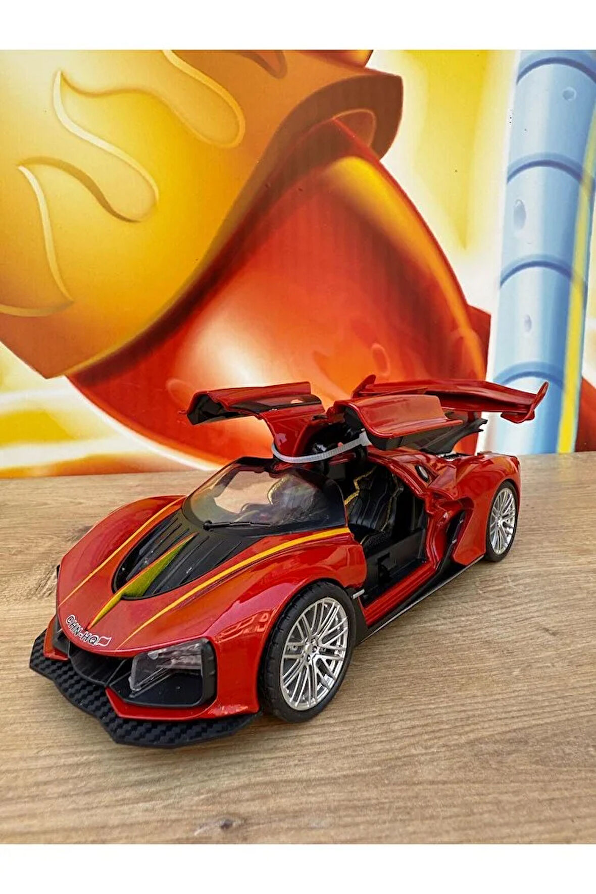 Hongqi S9 Kırmızı Model Araba Sesli Işıklı Buhar Atar Diecast Koleksiyonluk Model Araba