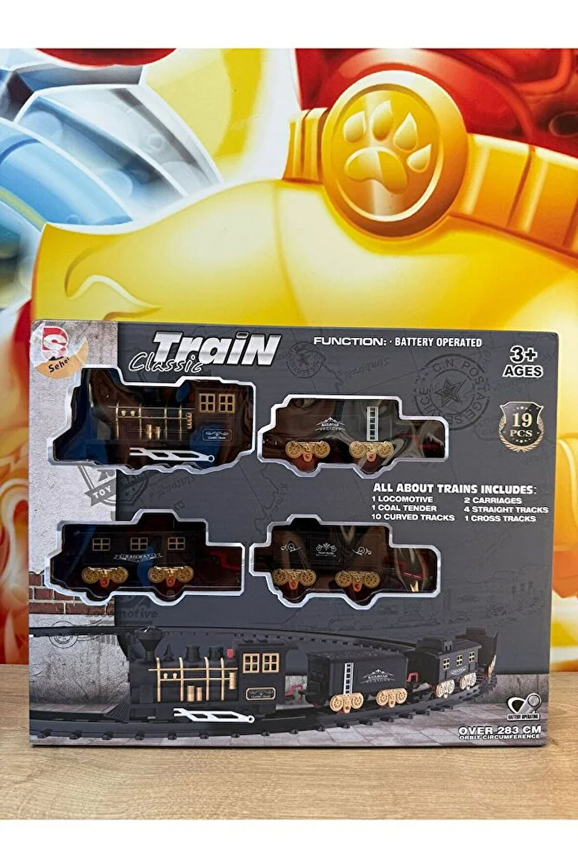 Oyuncak 19 Parça Klasik Tren Seti Sesli Işıklı 283CM Farklı Ray Modeli Pilli Retro Tren Lokomotifli