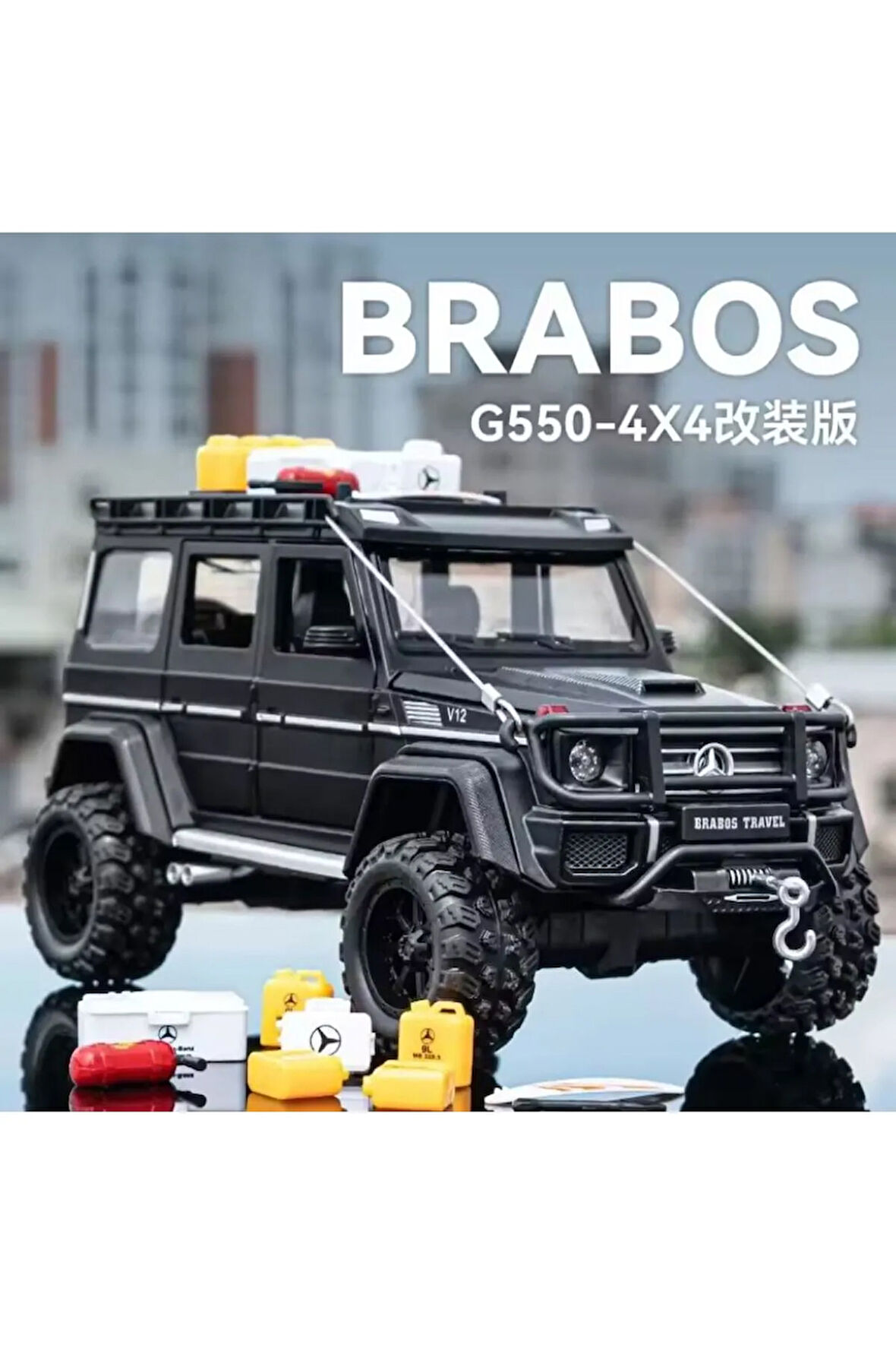 Mercedes Benz Brabus  G550 Travel V12 Model Jip 1:24 Mercedes Brabus Jip Diecast Araba Sesli Işıklı