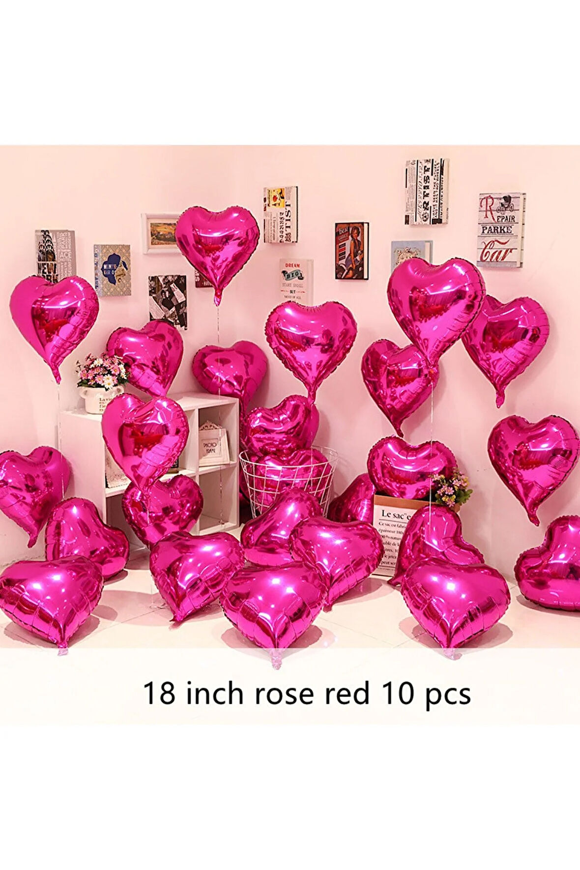 18 Inç Pembe Kalp Balon Aşk 10 Lu