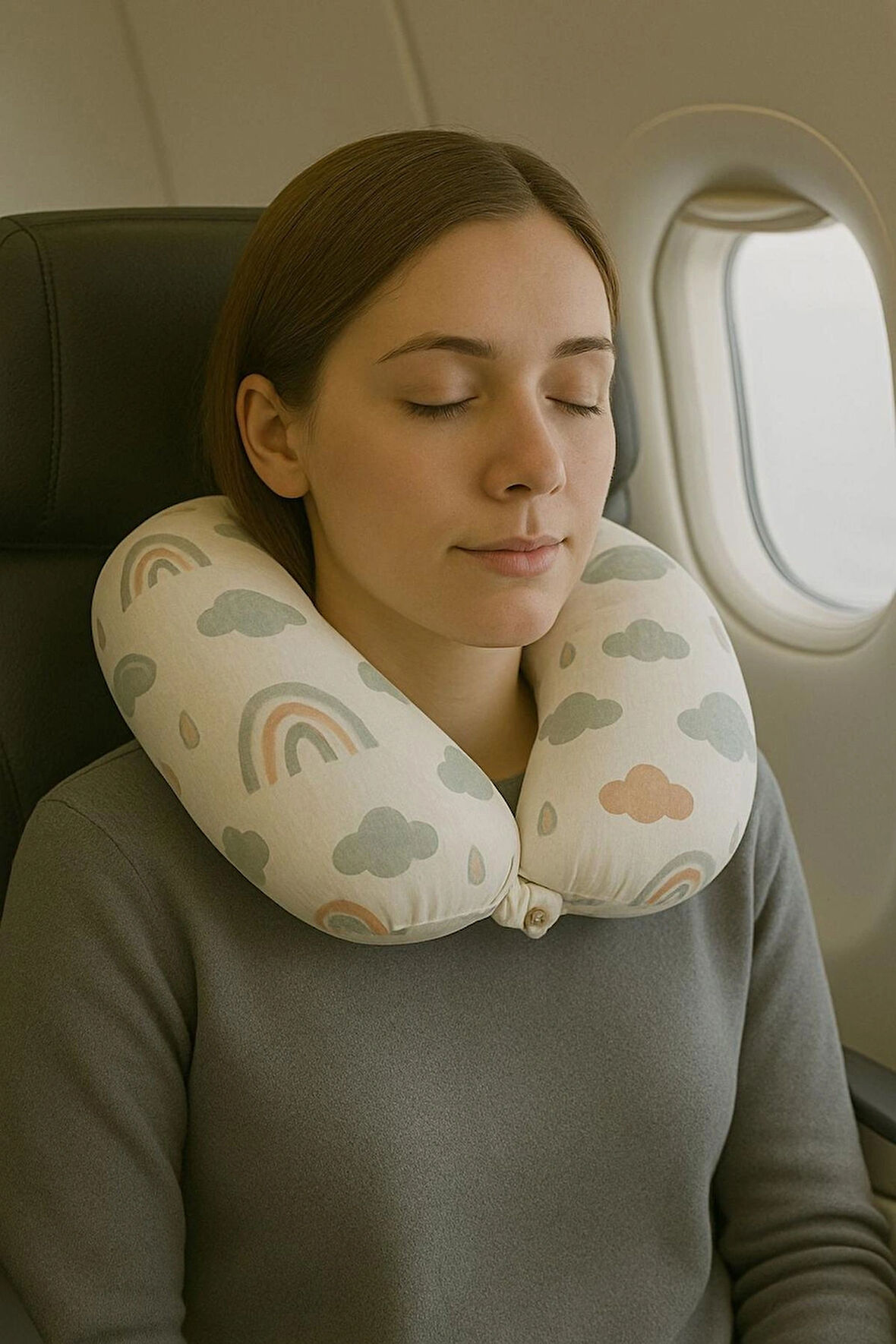 Boyun Destek Yastığı | Anne Bebek Konfor Yastığı | Muslin Kumaş | U-Form Ergonomik Tasarım