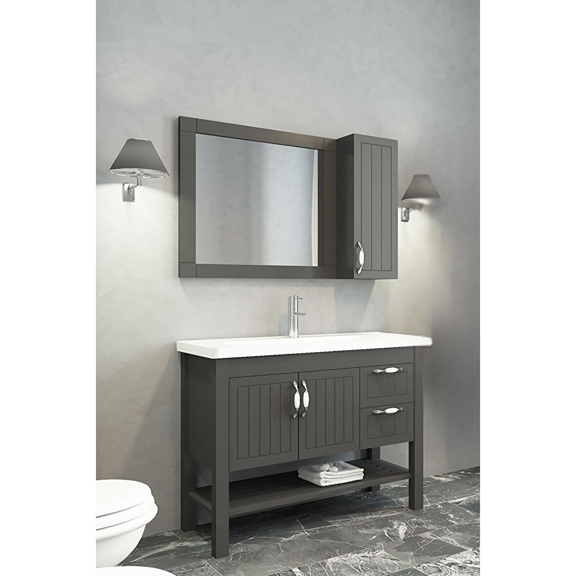 HELEN 100 CM BANYO DOLABI ANTRASİT - BOY DOLAP HARİÇ 