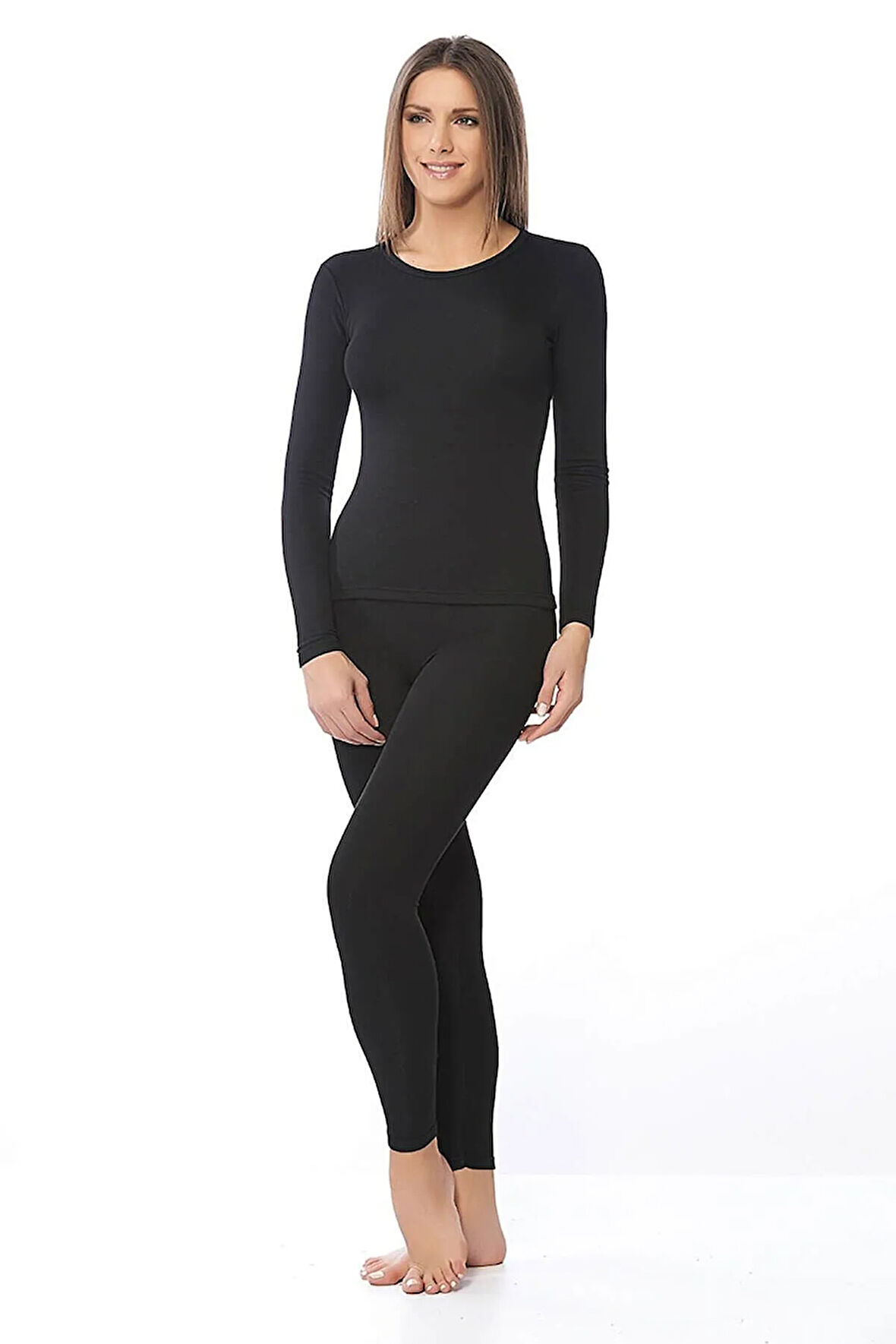 Kadın Kışlık Termal Sıcak Tutan Tayt Fanila Takım Set Siyah