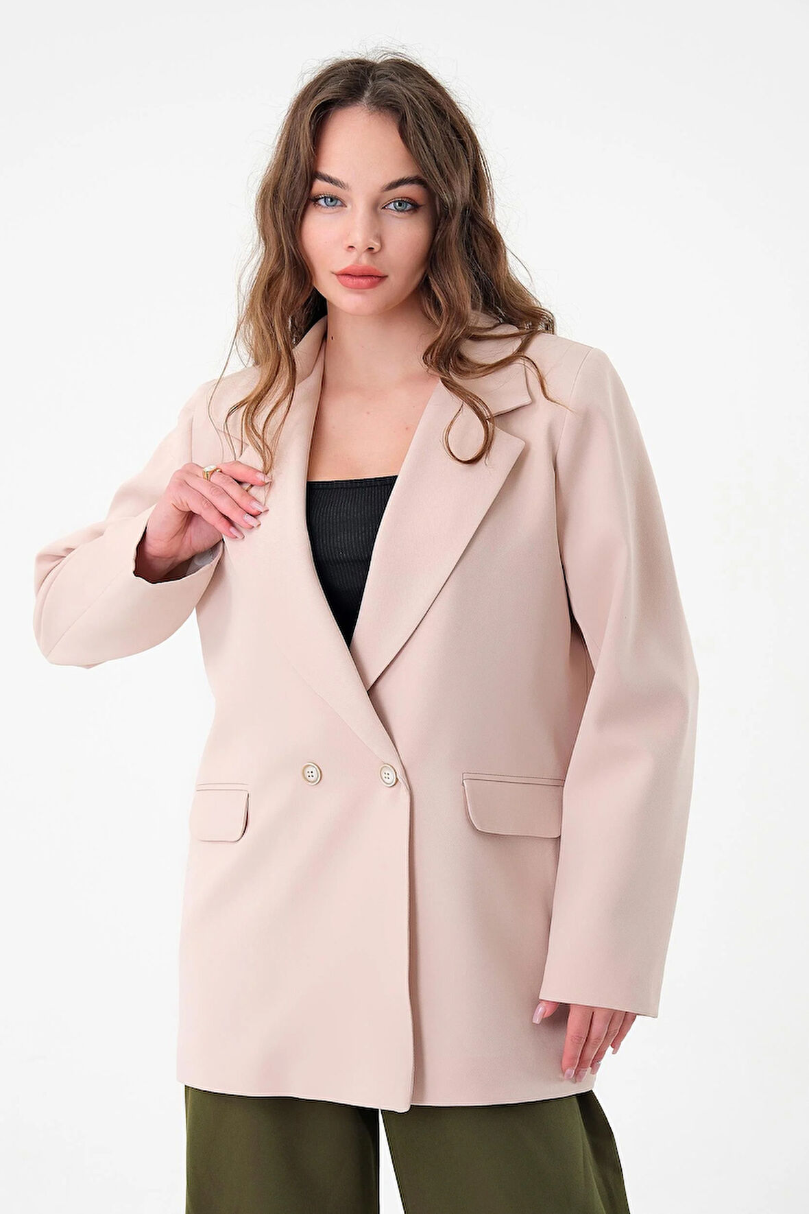 Taş Çift Düğmeli Blazer Ceket