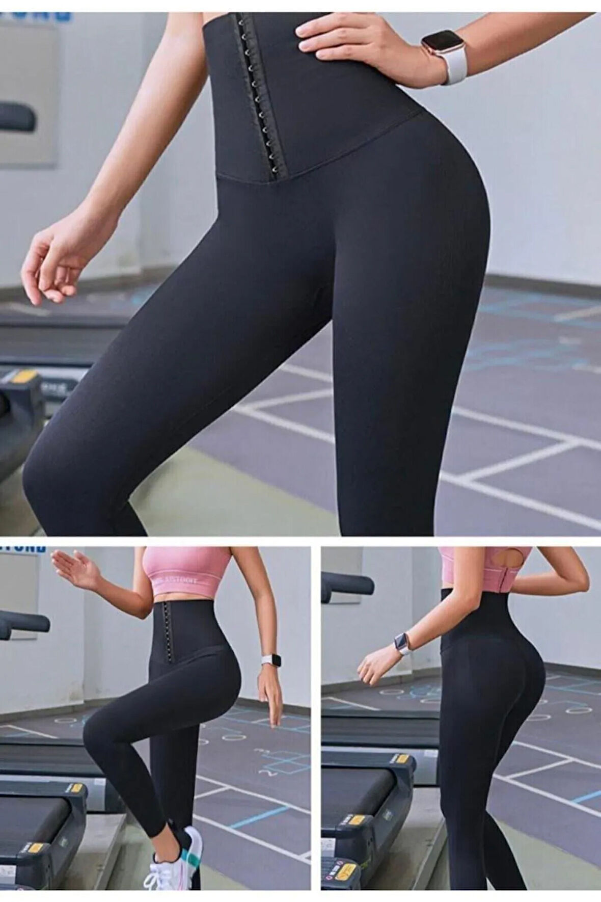 Yüksek Bel Sıkılaştırıcı Ağraflı Korse Tayt 3 Kademeli Korse Tayt