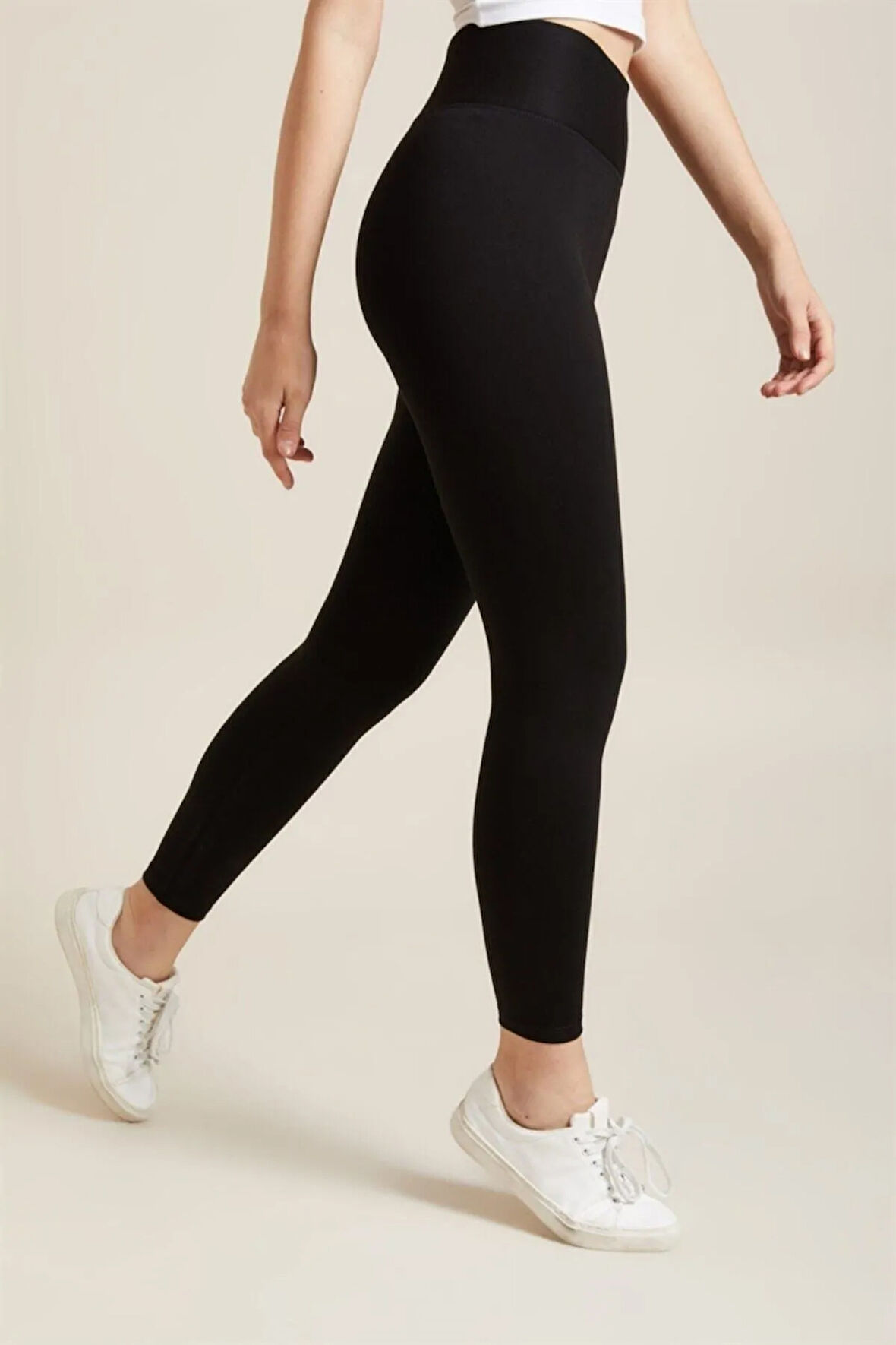 Kadın Siyah Yüksek Bel Çelik Örme Tayt [3848]