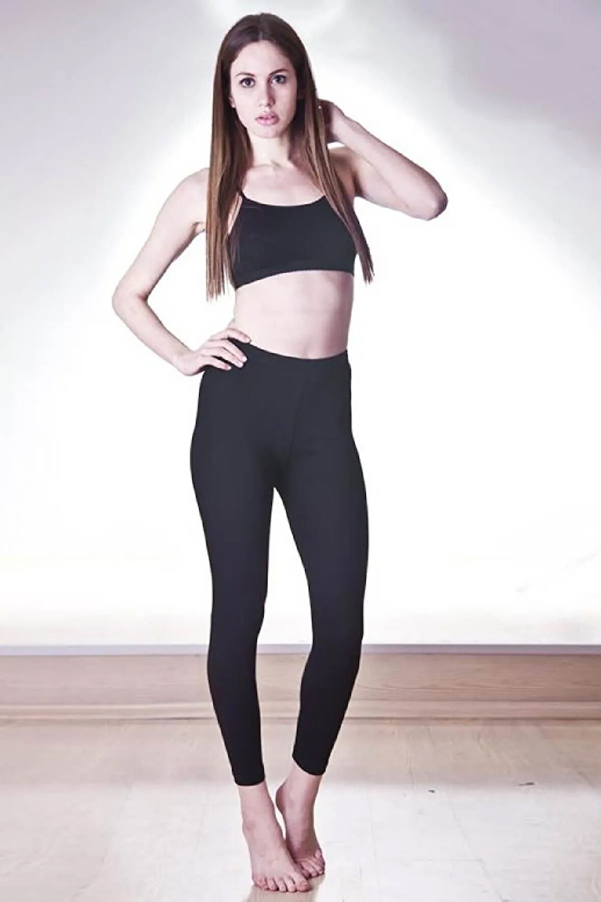 Kadın Siyah Likralı Uzun Tayt