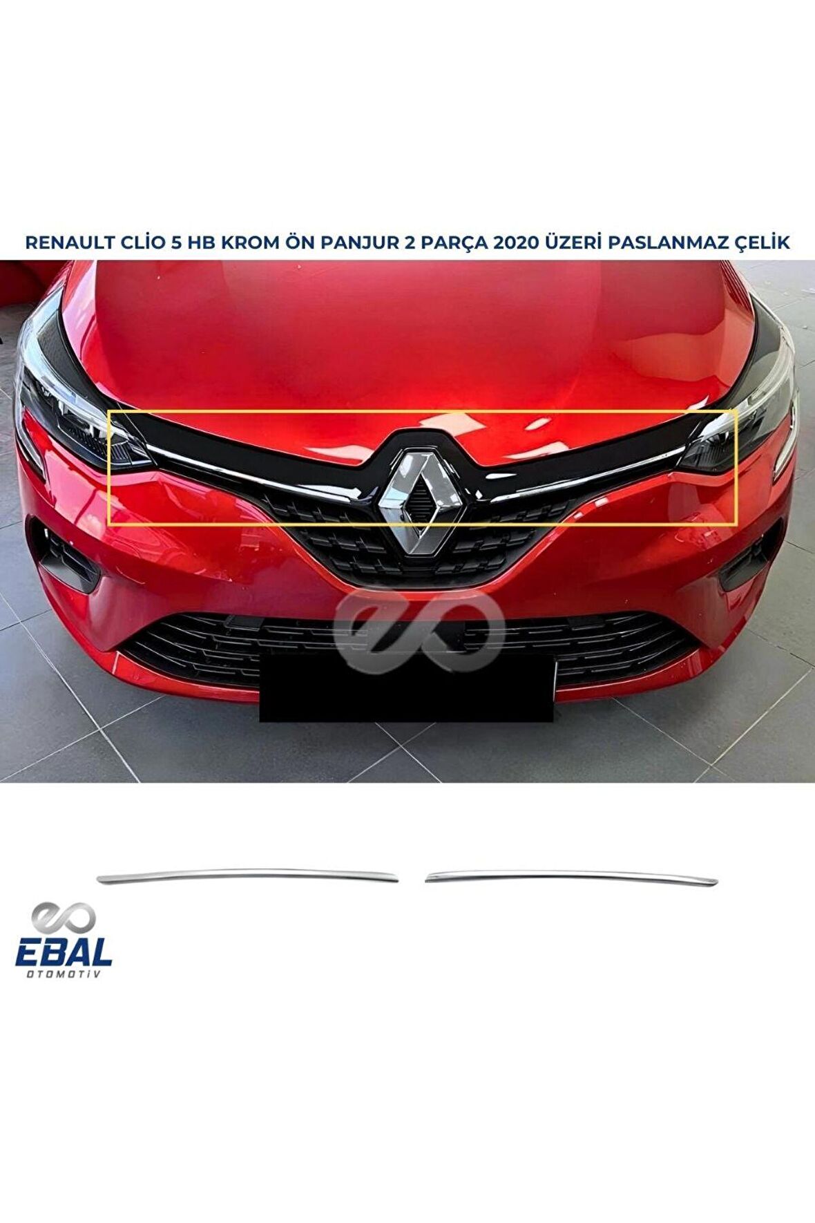 Renault Clio 5 HB Krom Ön Panjur 2 Parça 2019 ve Üzeri P.Çelik