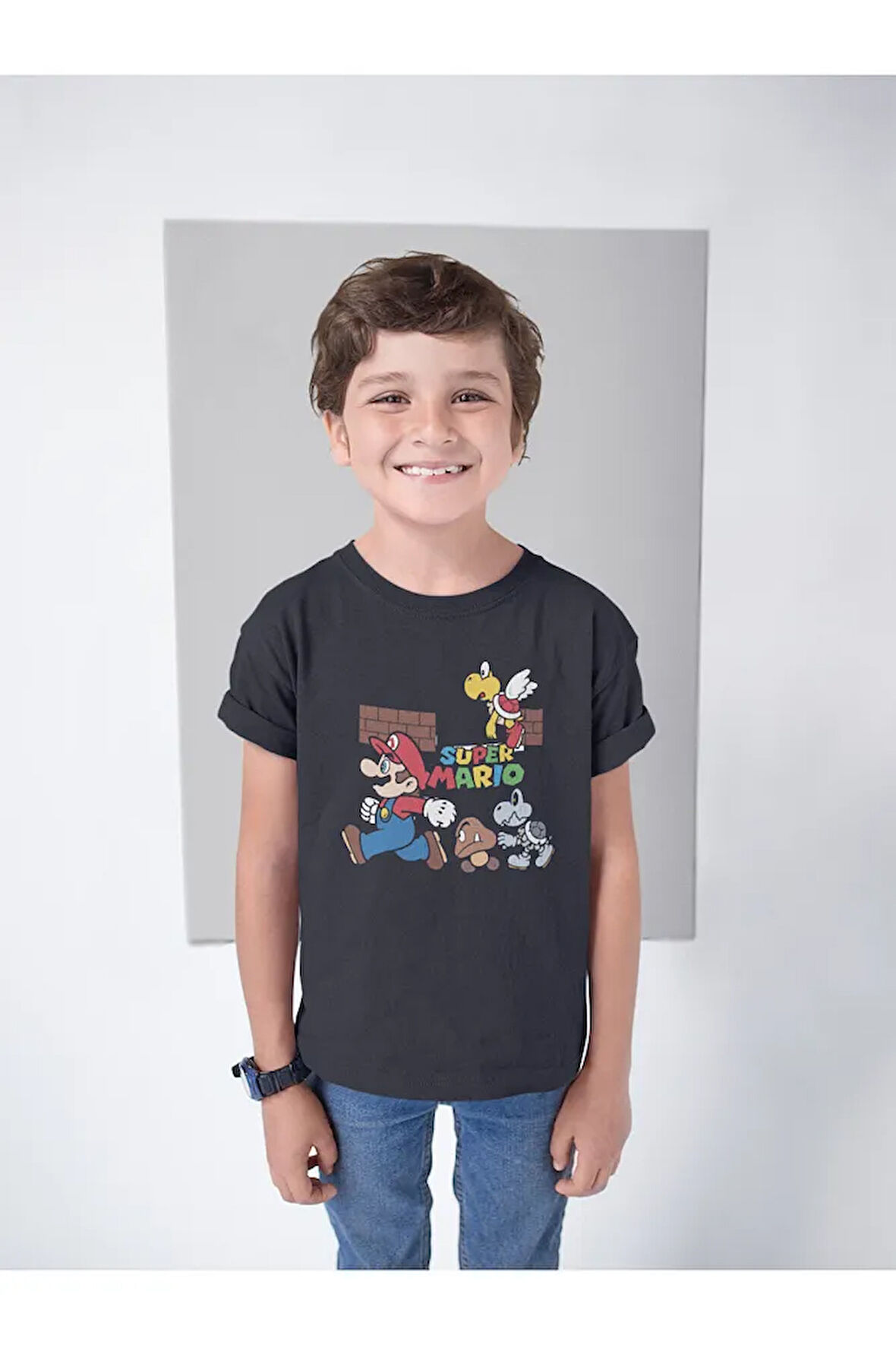 Tasarım Süper Mario Baskılı Unisex Oyun Çocuk Tişört (1-12 Yaş)