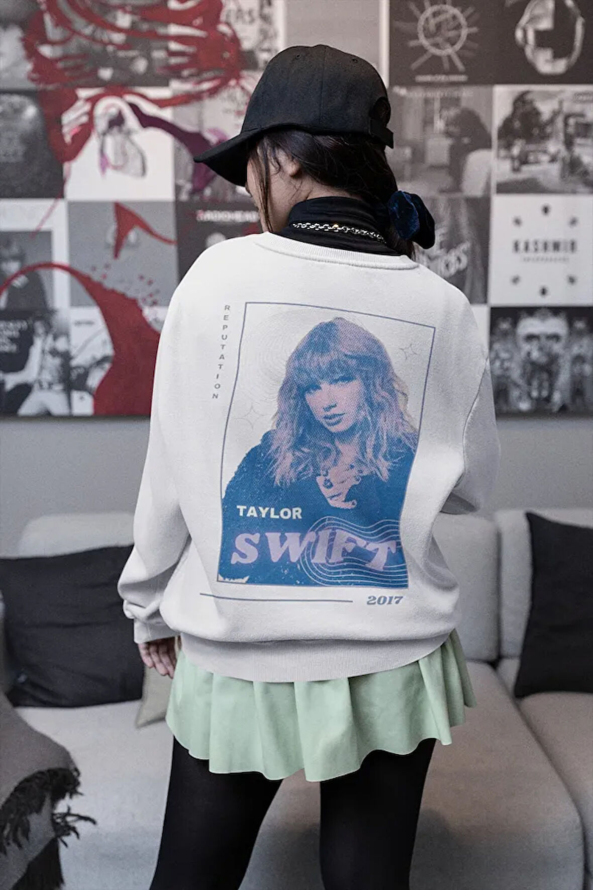 Reputation Yazılı Unisex Oversize Şarkıcı Taylor Swift Baskılı Sweatshirt
