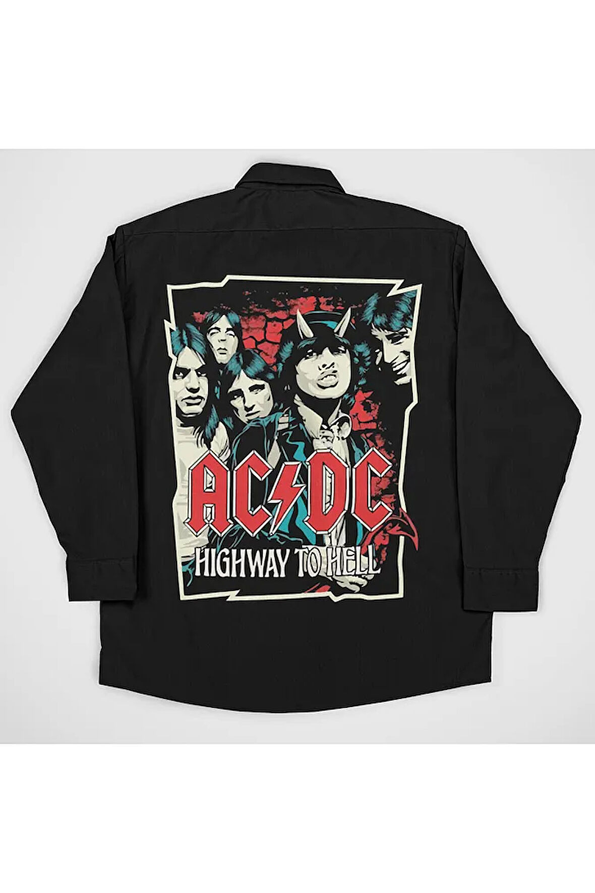 AC DC Highway To Hell Baskılı Unisex Rock Metal Müzik Grubu Gömlek